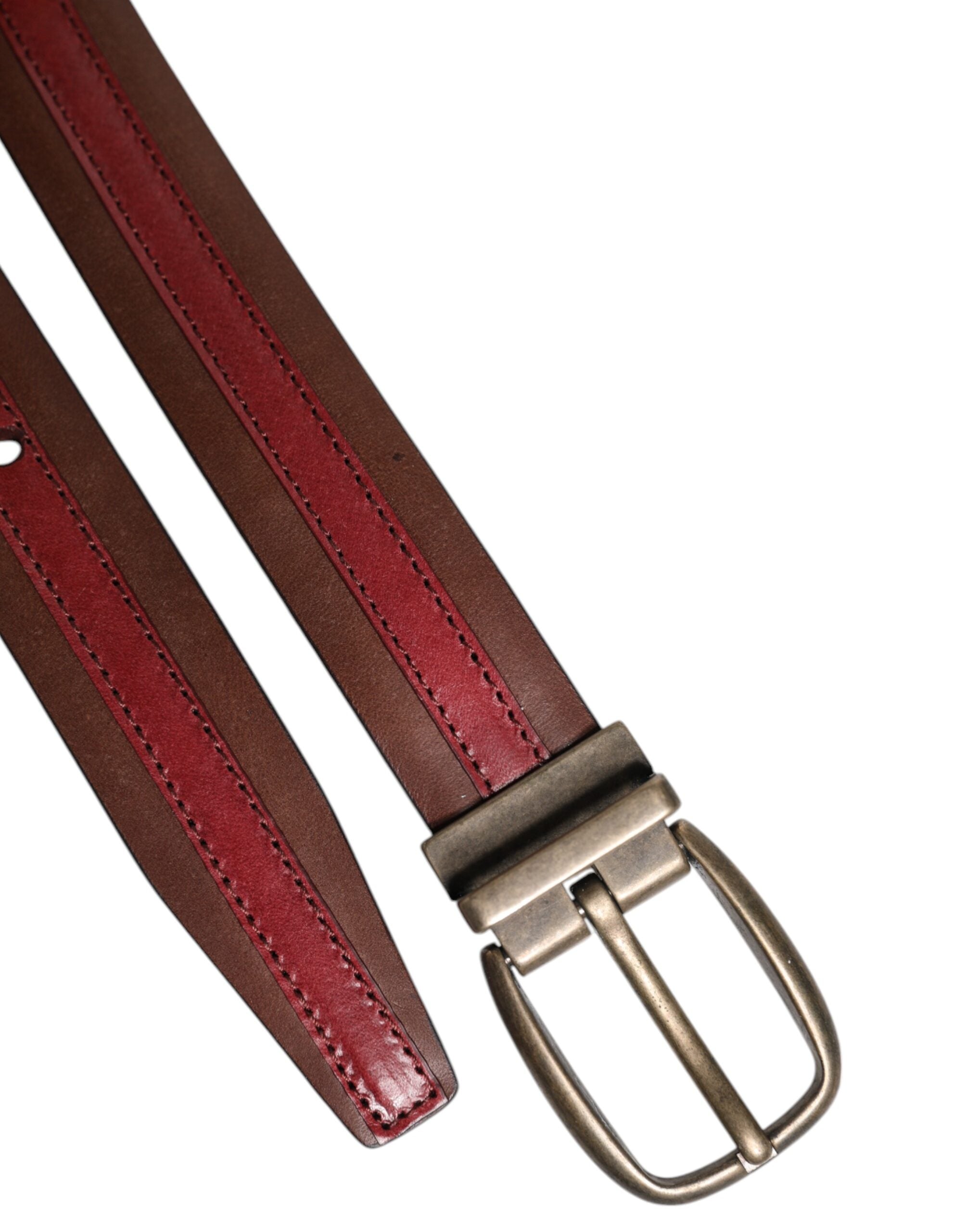 Dolce & Gabbana Burgundy Leather Metal Logo Buckle Belt - ACCEXO