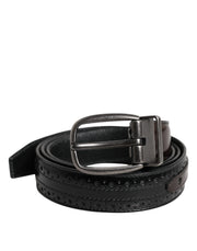 Dolce & Gabbana Black Brown Leather Classic Metal Buckle Belt - ACCEXO