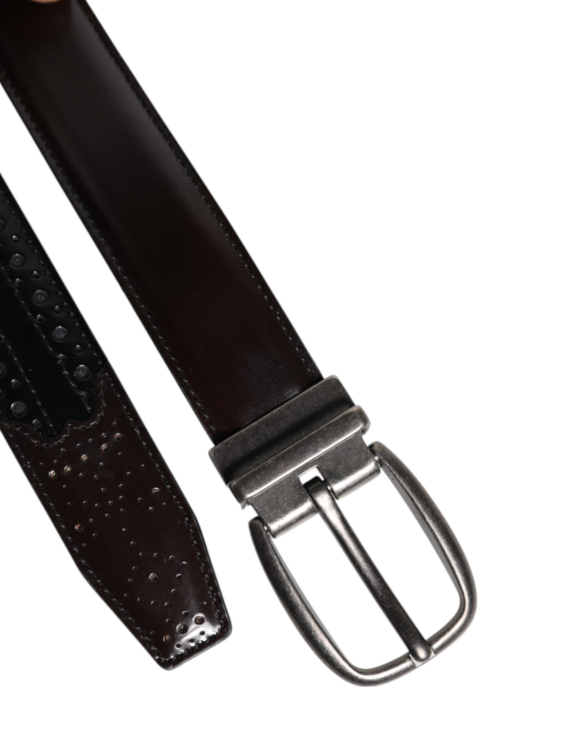 Dolce & Gabbana Black Brown Leather Classic Metal Buckle Belt - ACCEXO