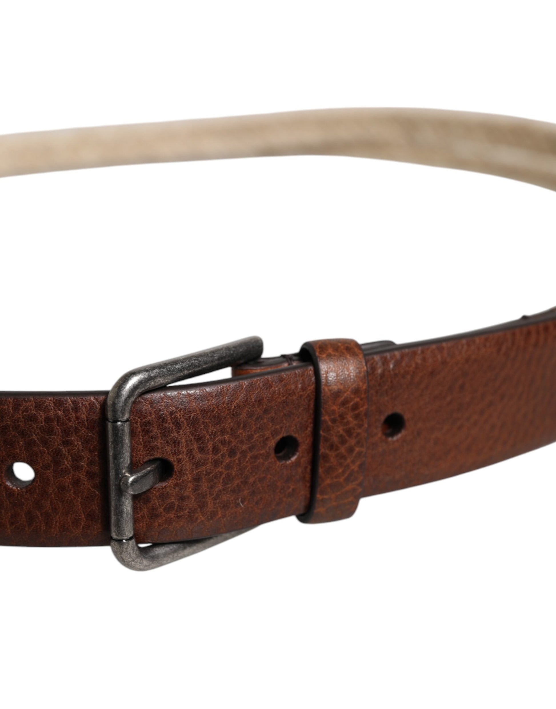 Dolce & Gabbana Brown Jute Leather Woven Metal Buckle Belt - ACCEXO