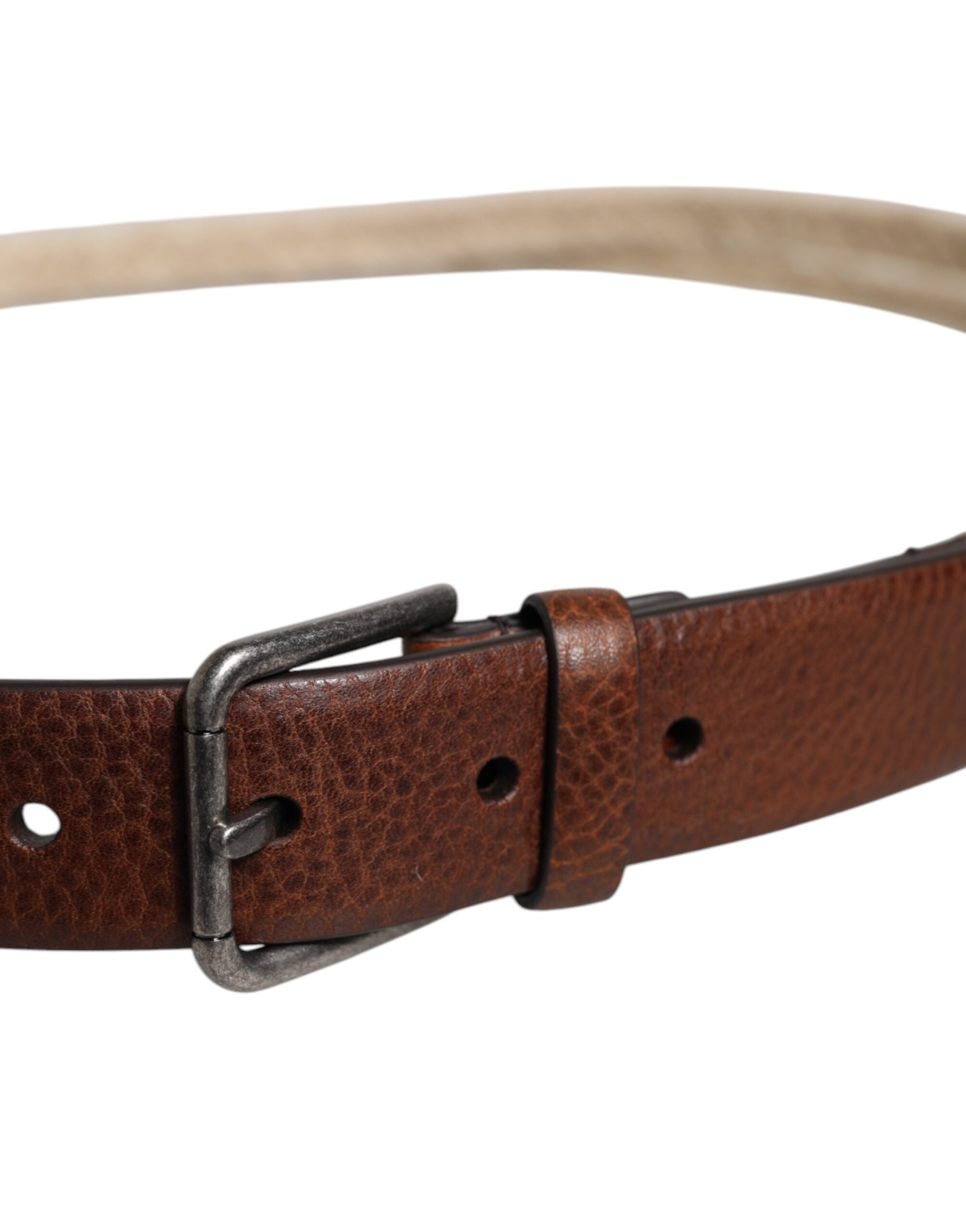 Dolce & Gabbana Brown Jute Leather Woven Metal Buckle Belt - ACCEXO