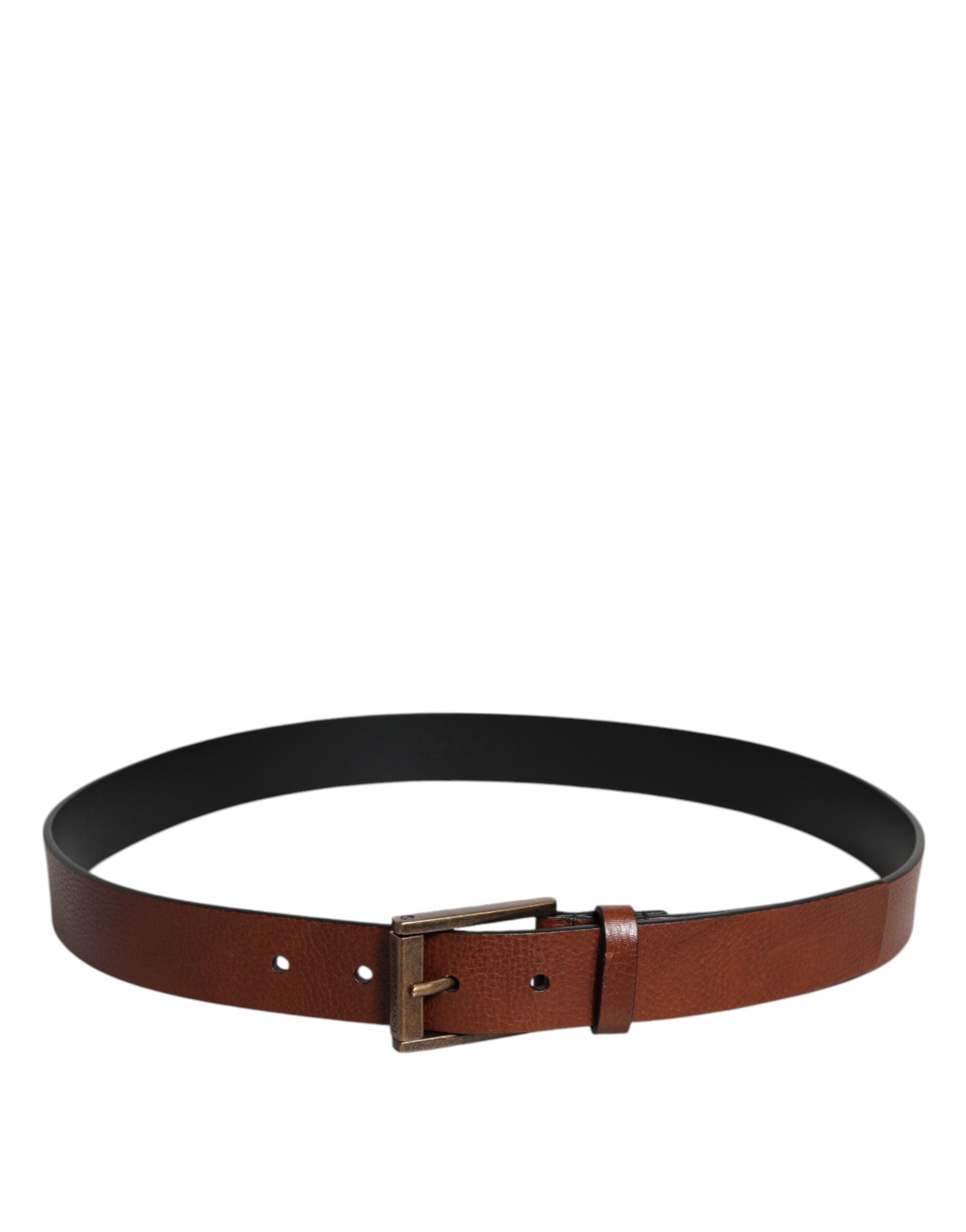 Dolce & Gabbana Brown Calf Leather Classic Metal Buckle Belt - ACCEXO