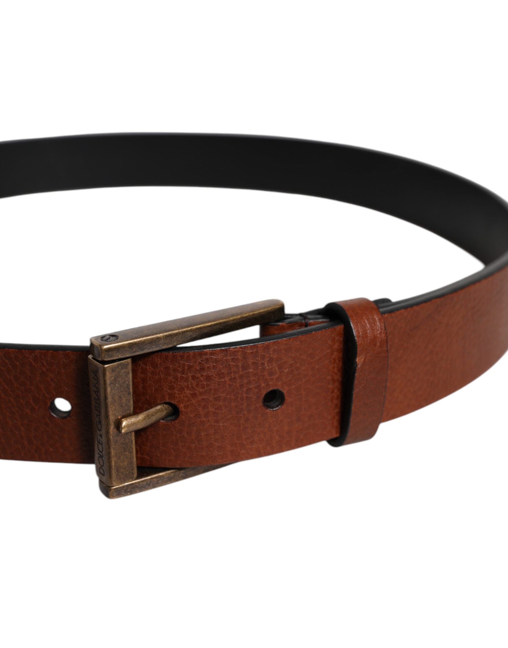 Dolce & Gabbana Brown Calf Leather Classic Metal Buckle Belt - ACCEXO