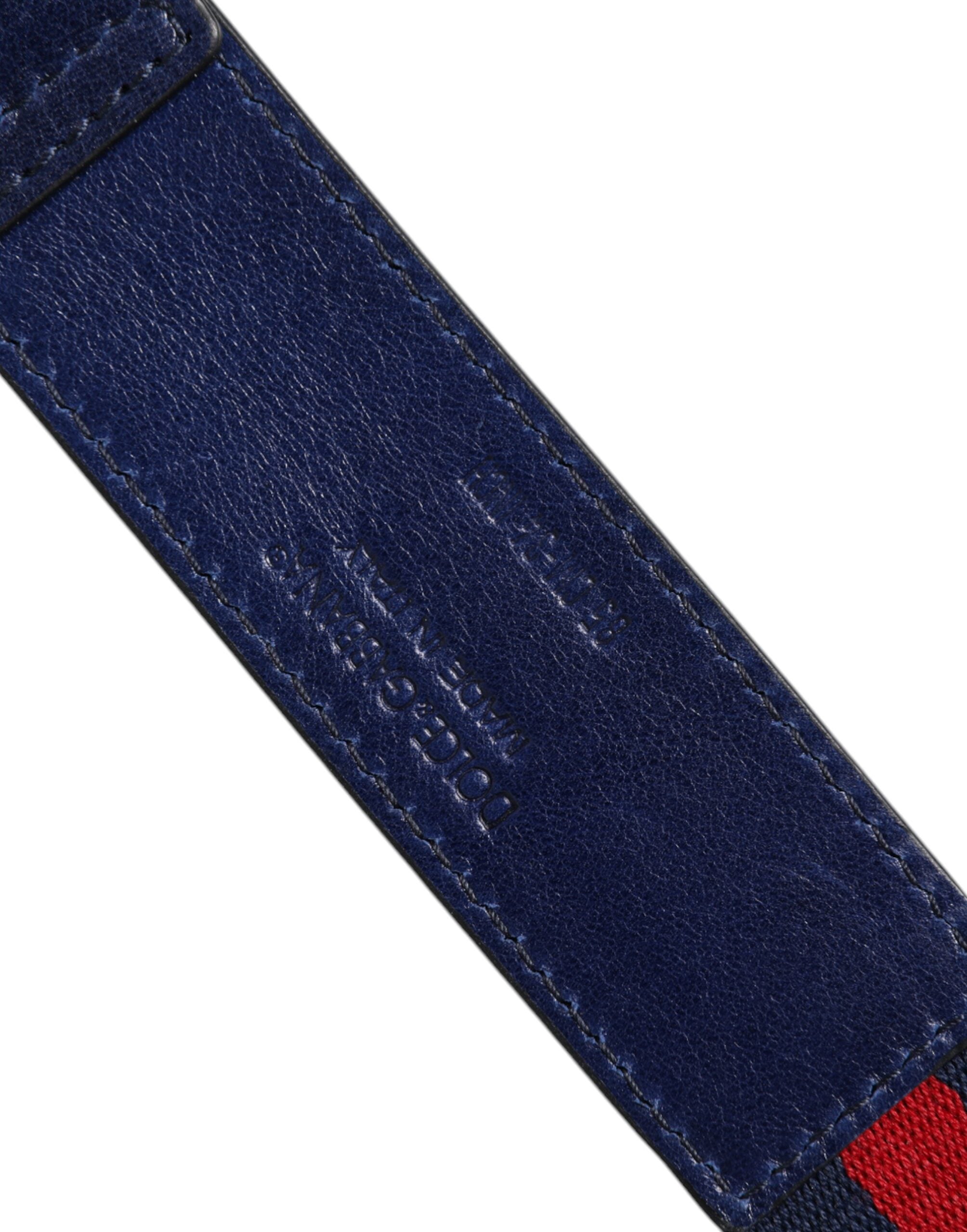 Dolce & Gabbana Blue Cotton Leather Printed Metal Buckle Belt - ACCEXO