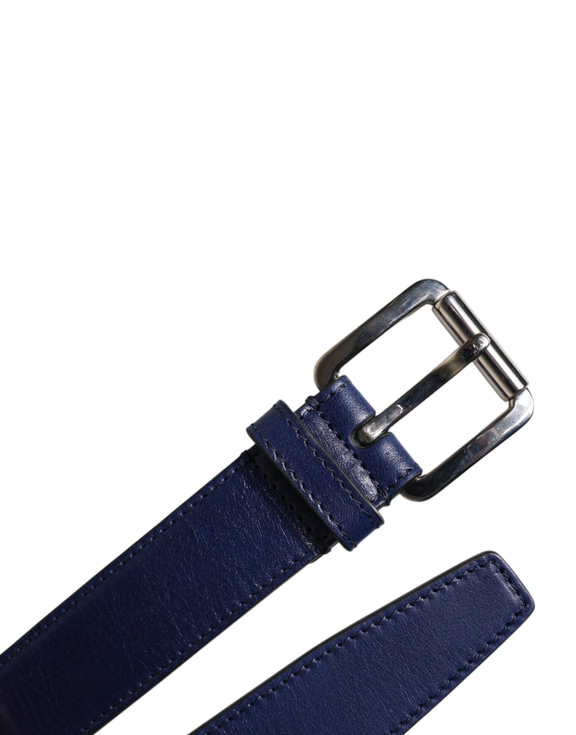Dolce & Gabbana Blue Cotton Leather Printed Metal Buckle Belt - ACCEXO