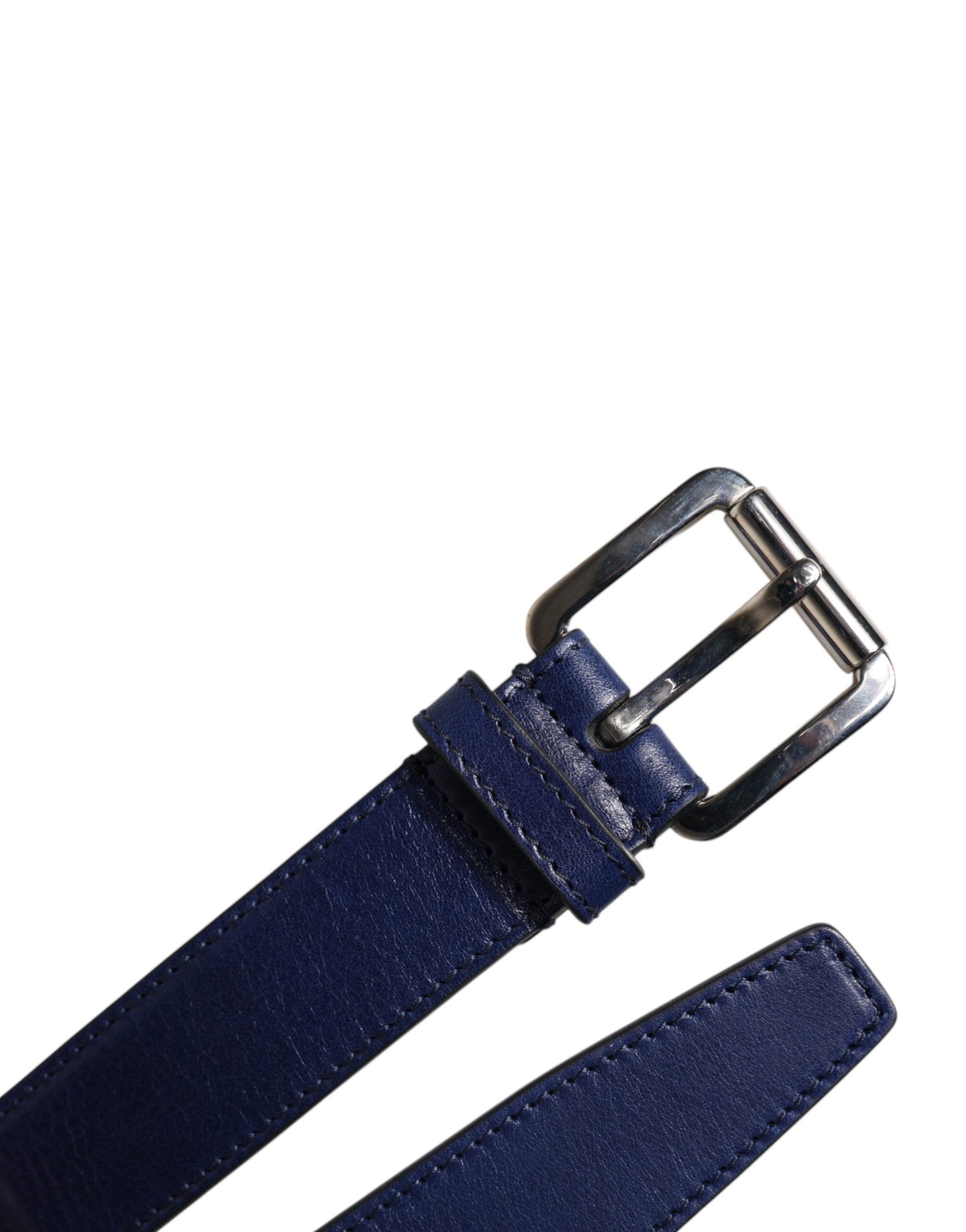 Dolce & Gabbana Blue Cotton Leather Printed Metal Buckle Belt - ACCEXO