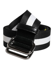 Dolce & Gabbana Black Yellow Logo Striped Metal Buckle Belt for Men