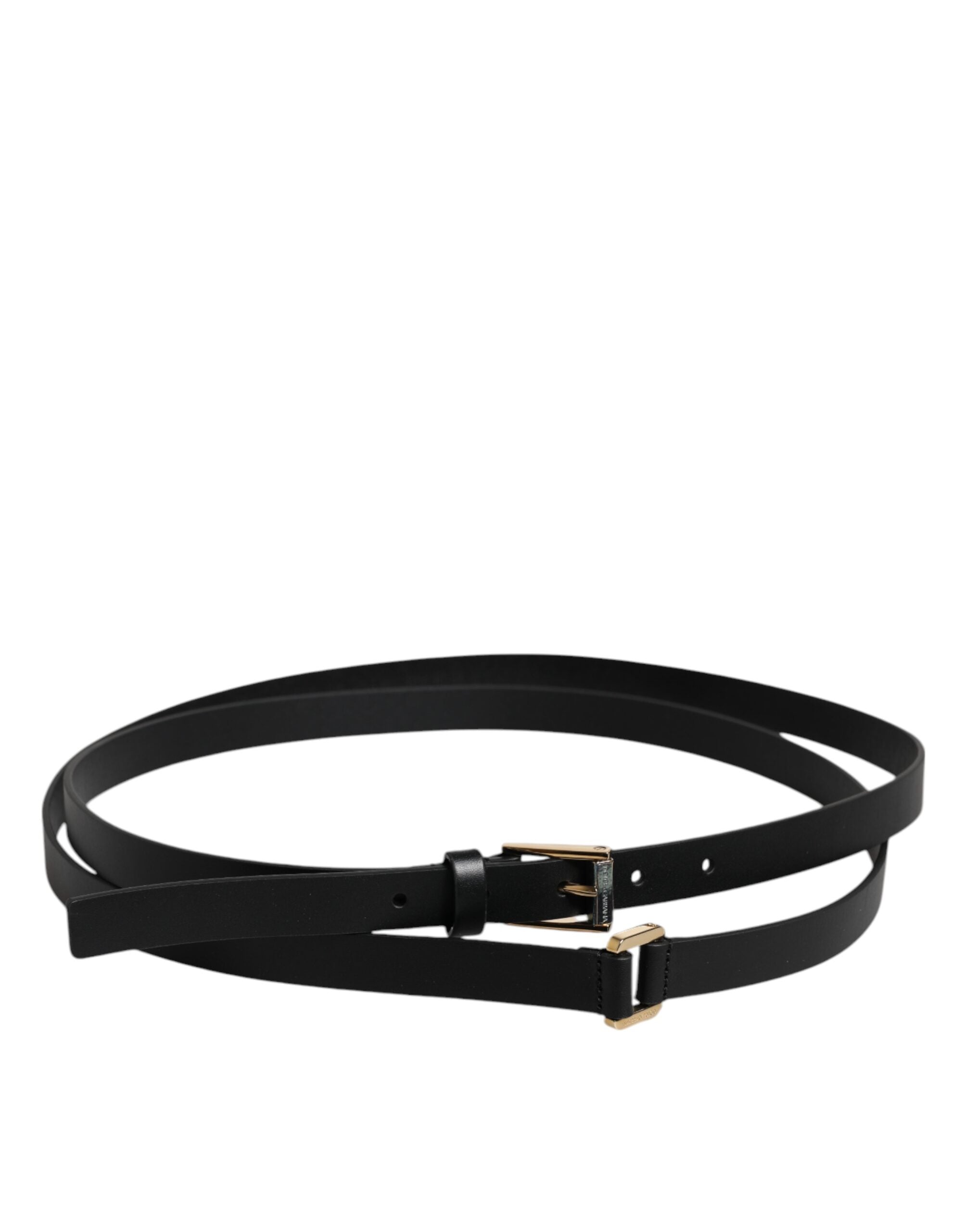 Dolce & Gabbana Black Calfskin Classic Metal Logo Buckle Belt - ACCEXO