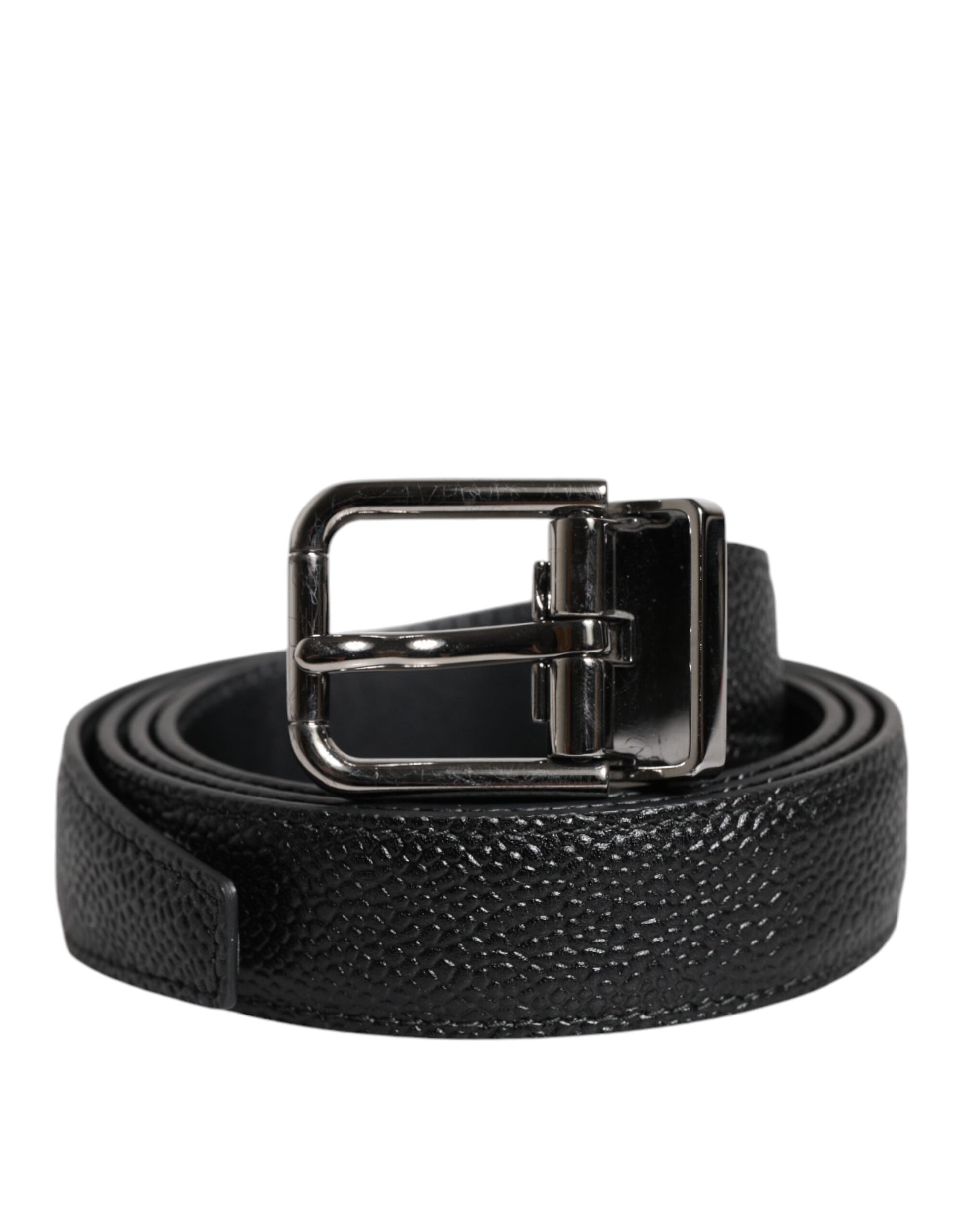 Dolce & Gabbana Black Calf Leather Classic Metal Buckle Belt - ACCEXO