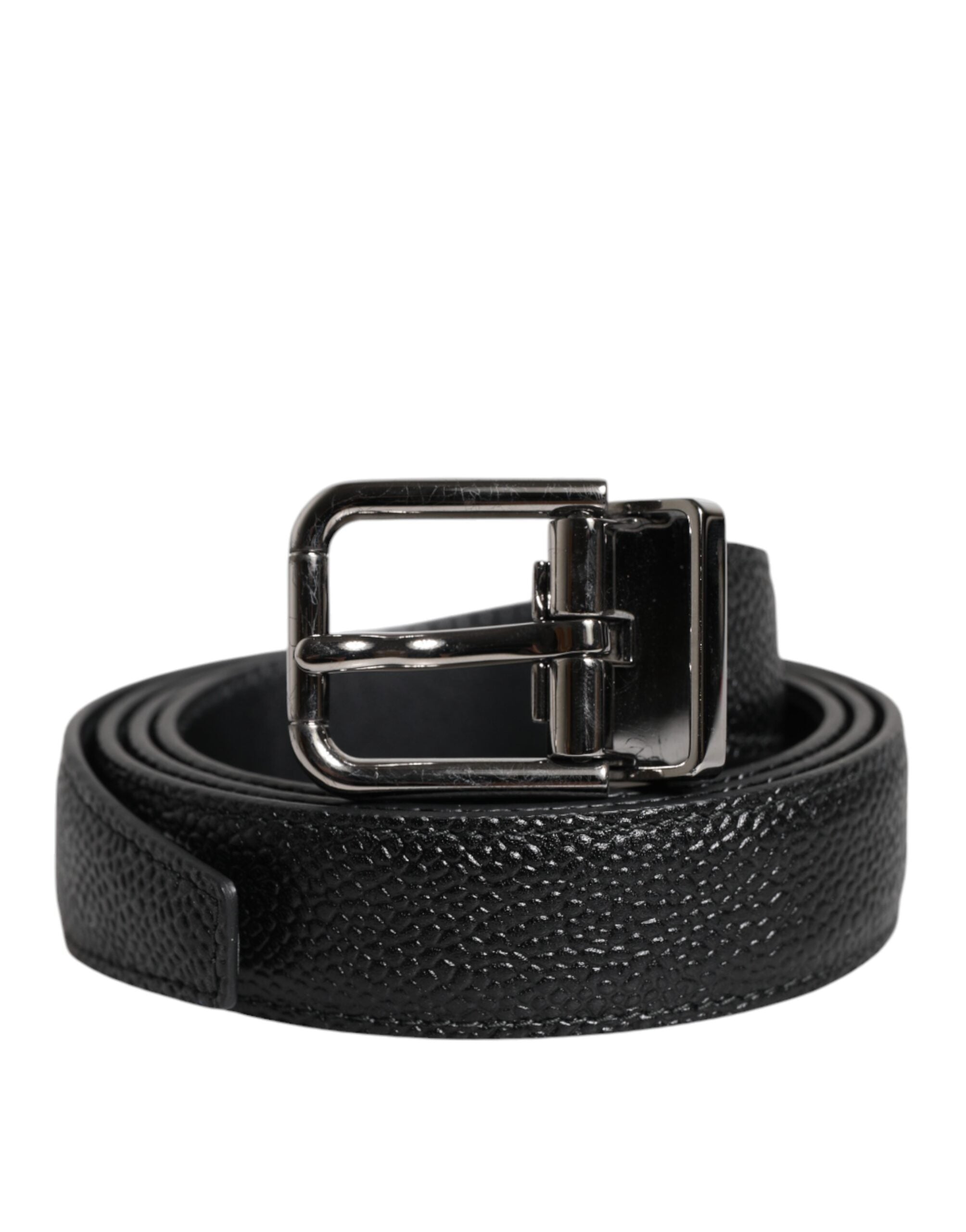 Dolce & Gabbana Black Calf Leather Classic Metal Buckle Belt for Men