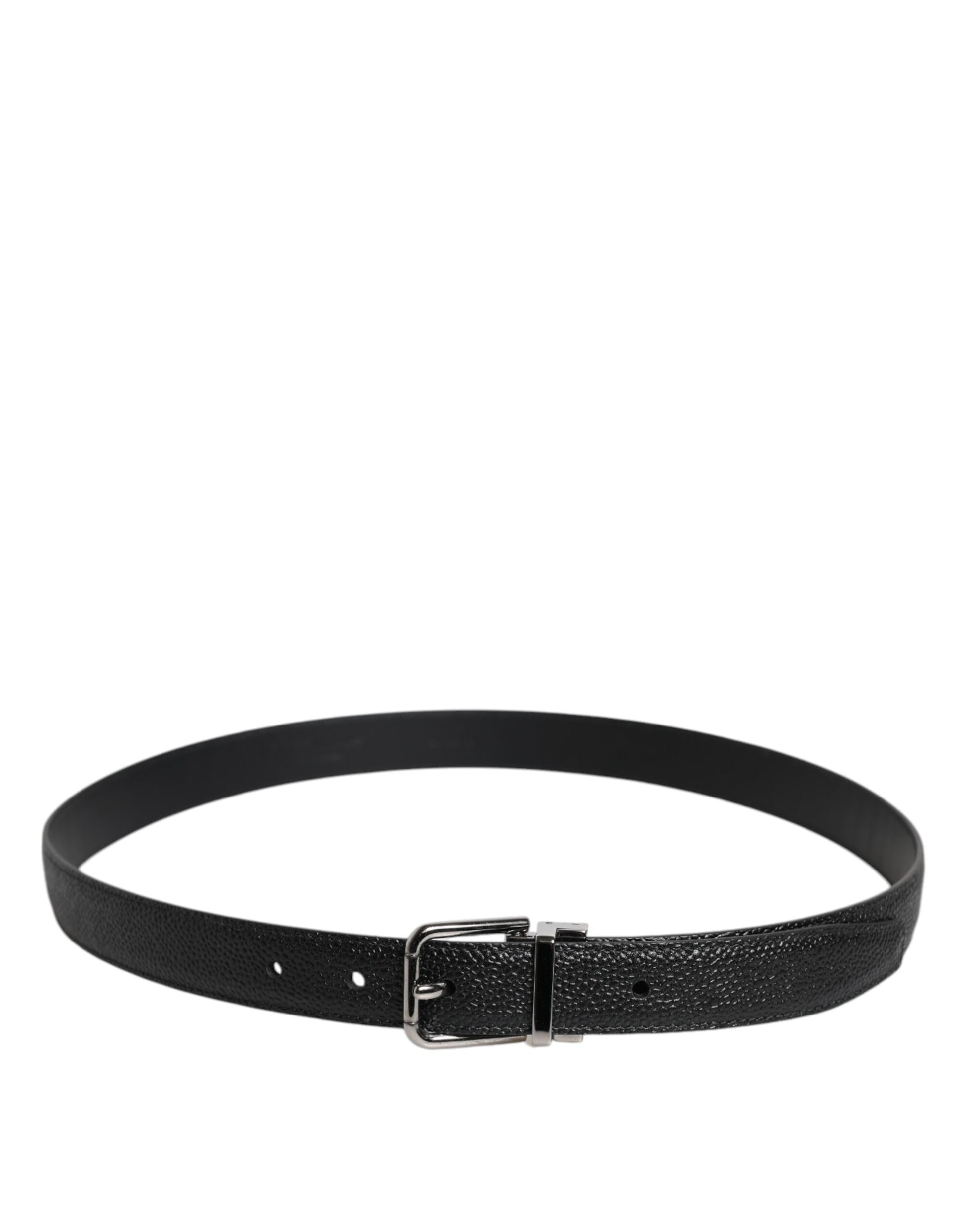 Dolce & Gabbana Black Calf Leather Classic Metal Buckle Belt - ACCEXO