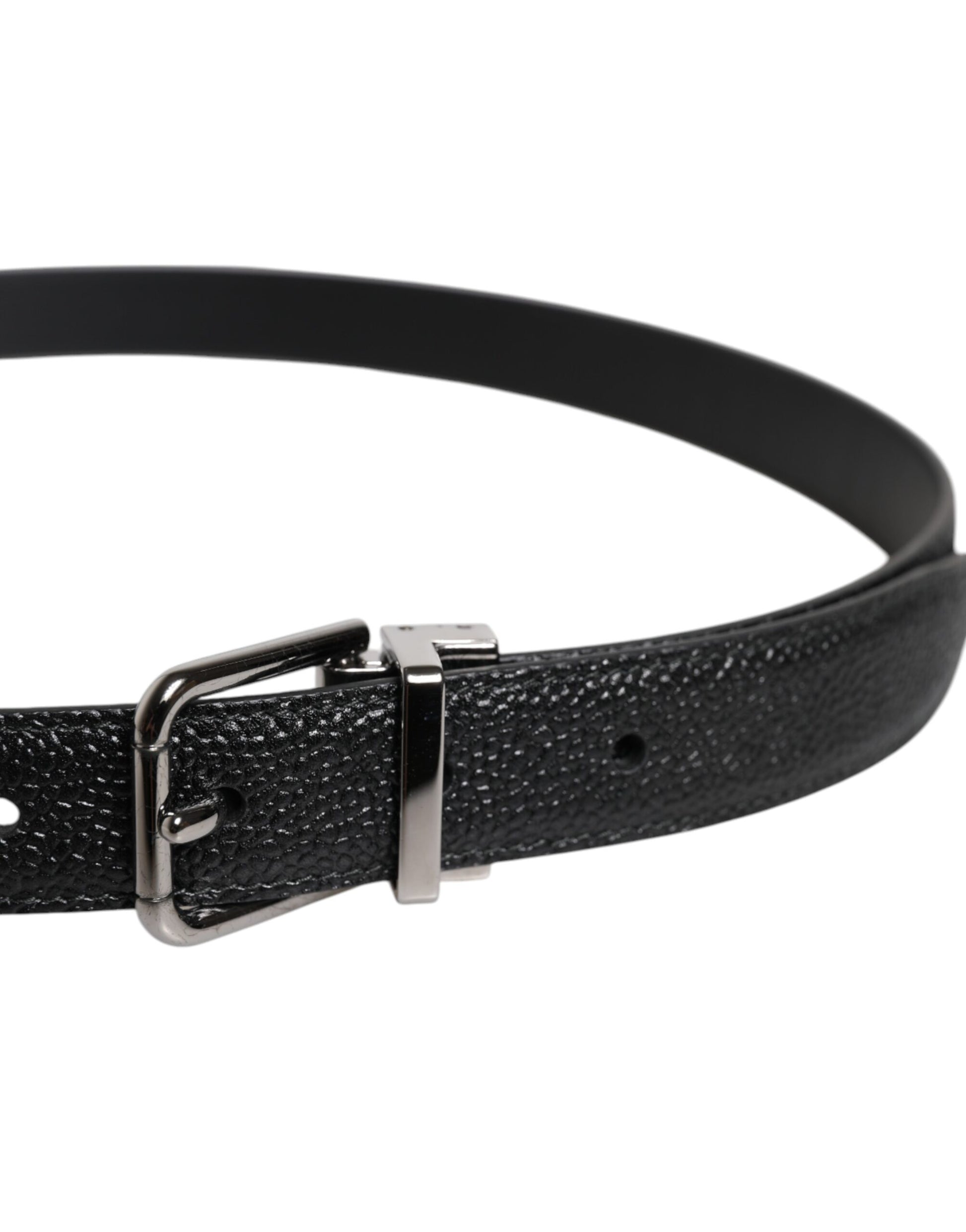 Dolce & Gabbana Black Calf Leather Classic Metal Buckle Belt - ACCEXO