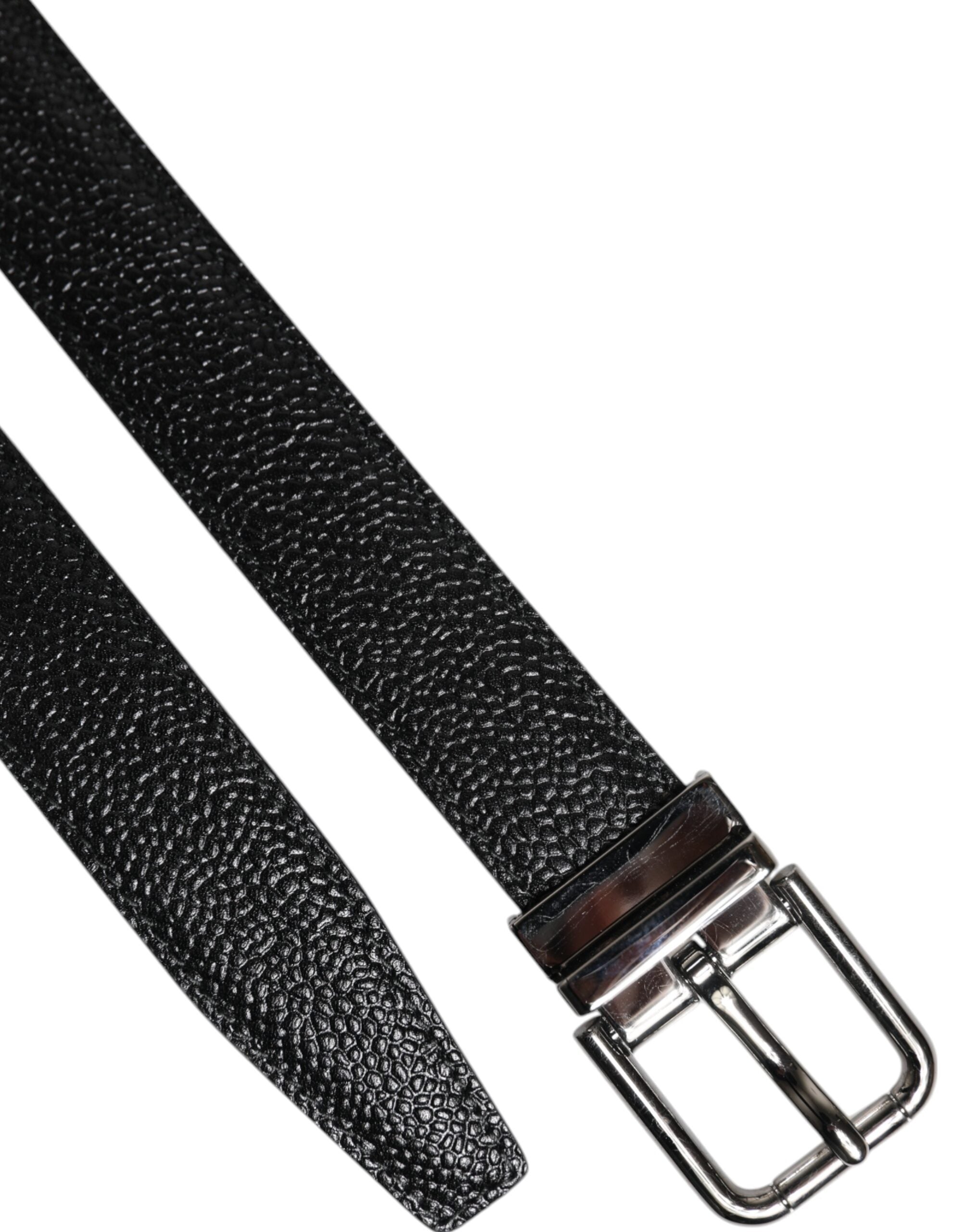 Dolce & Gabbana Black Calf Leather Classic Metal Buckle Belt - ACCEXO