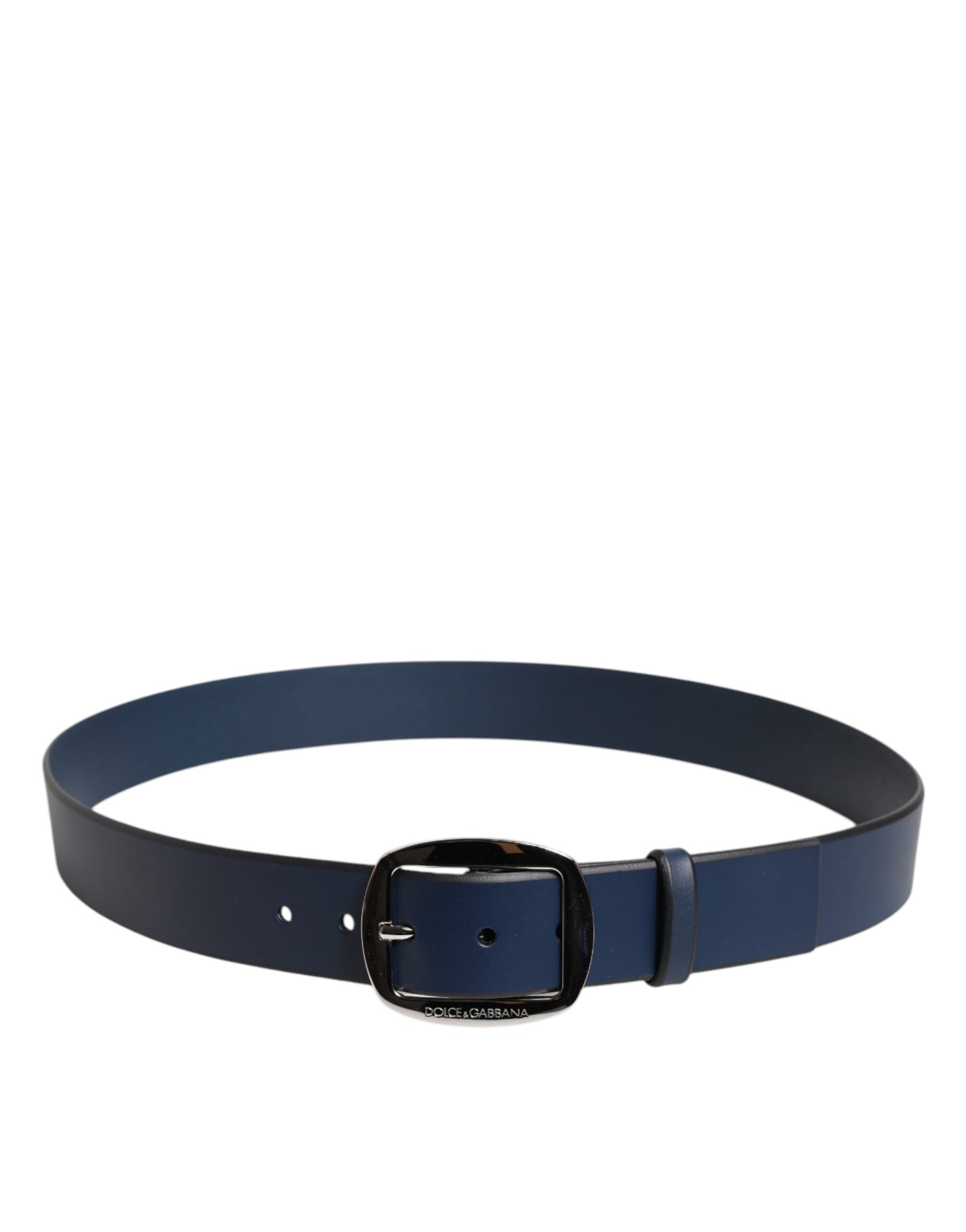 Dolce & Gabbana Blue Calf Leather Classic Metal Buckle Belt - ACCEXO