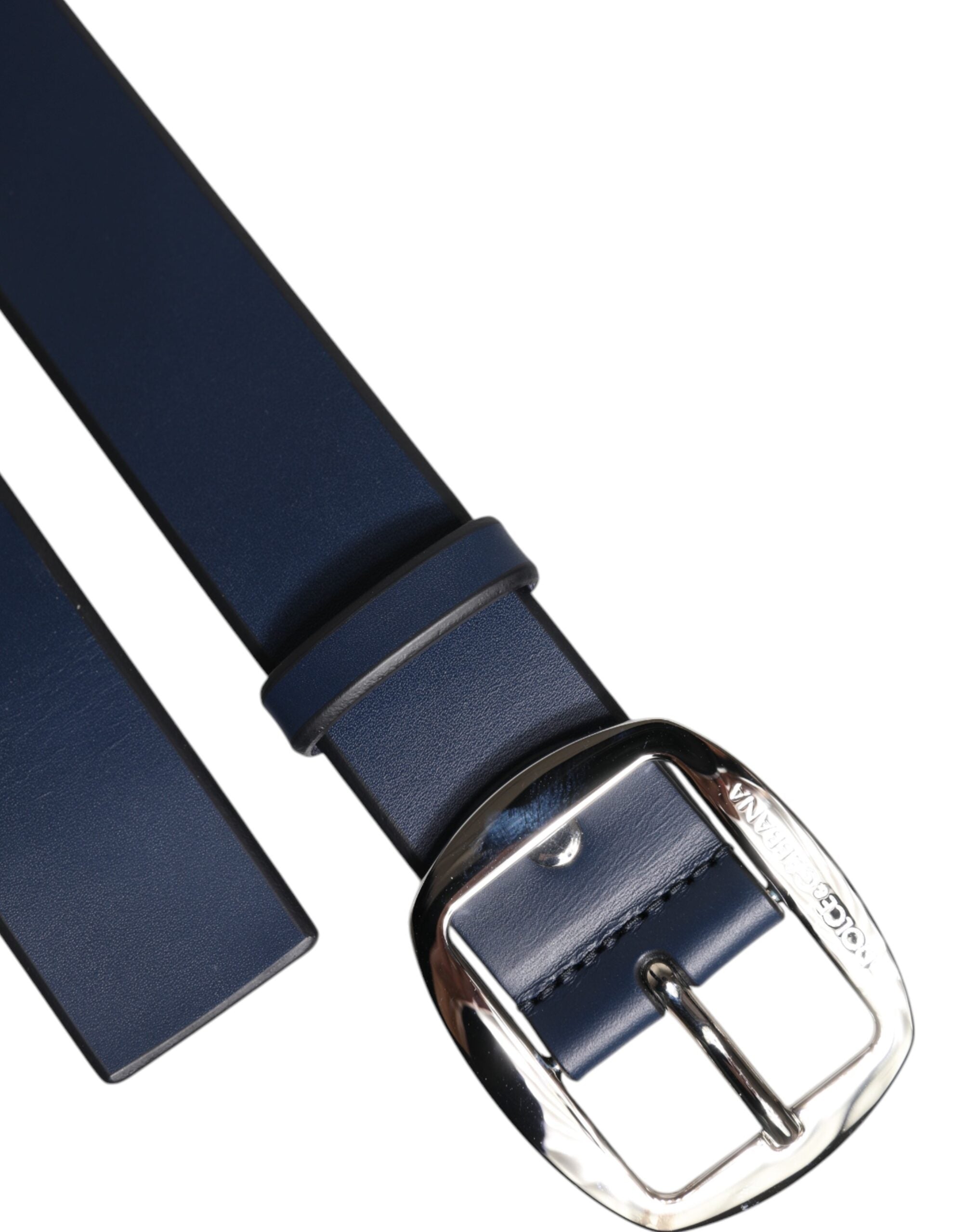 Dolce & Gabbana Blue Calf Leather Classic Metal Buckle Belt - ACCEXO