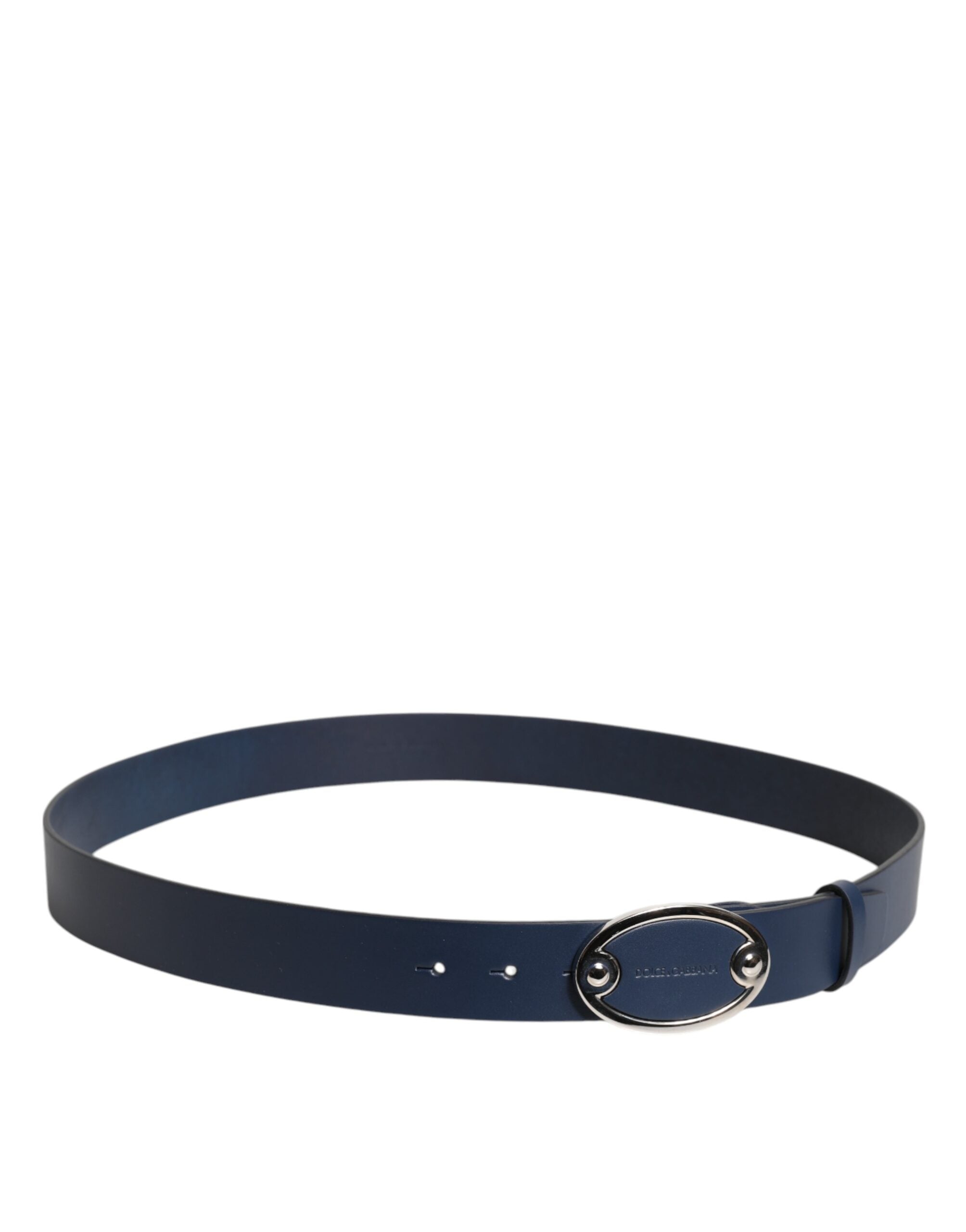 Dolce & Gabbana Blue Leather Classic Metal Logo Buckle Belt - ACCEXO
