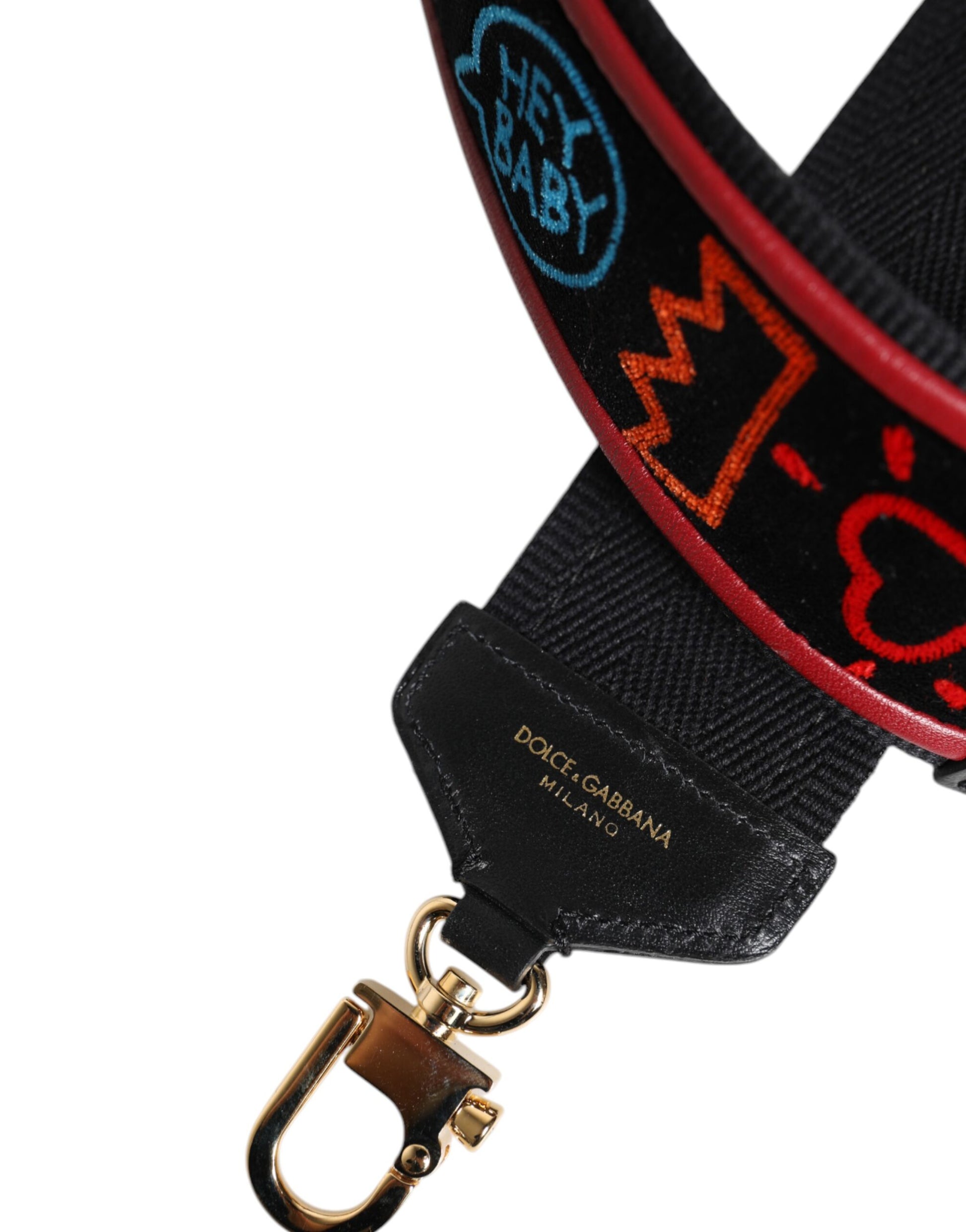 Dolce & Gabbana Black Cotton Printed Bag Shoulder Strap - ACCEXO