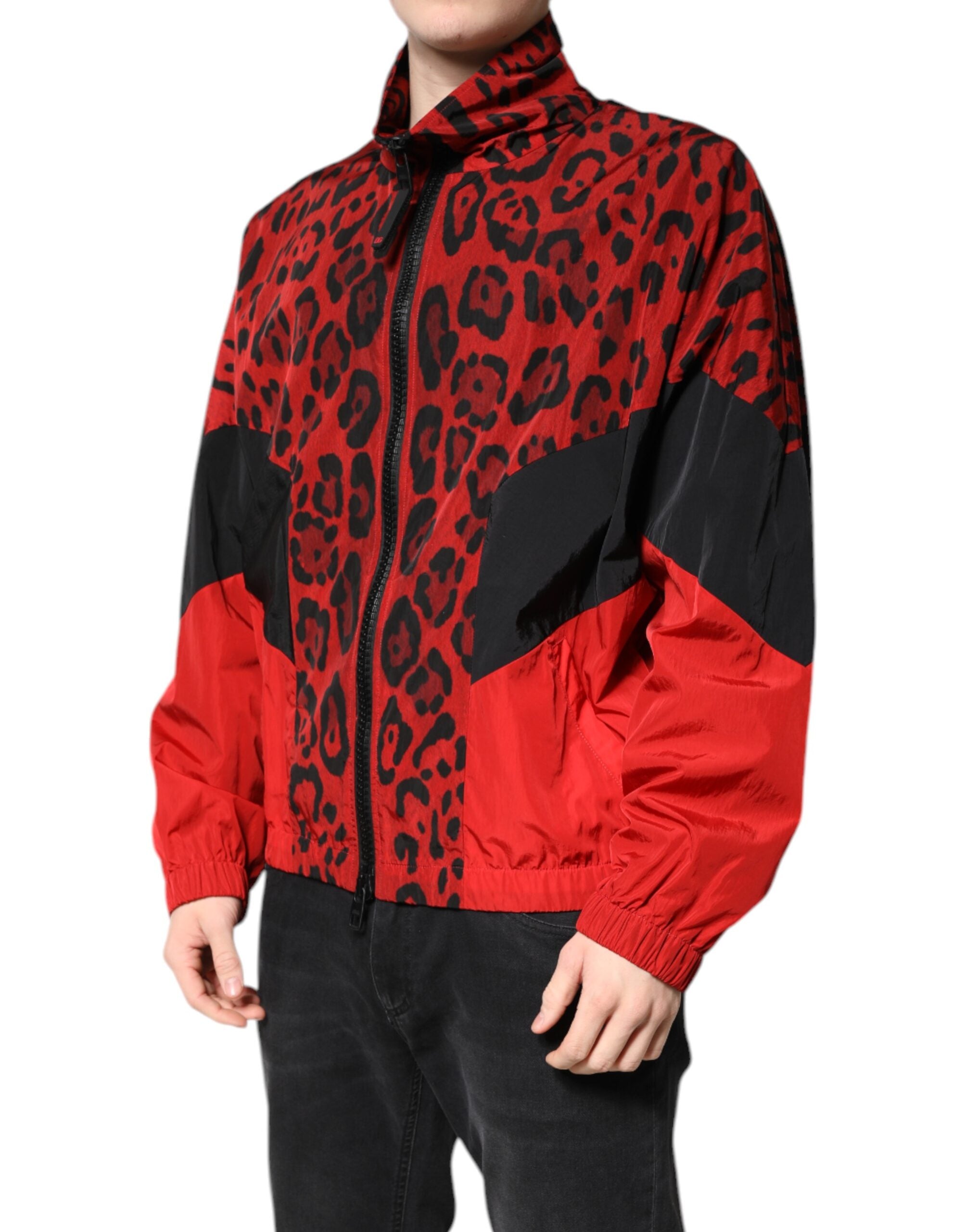 Dolce & Gabbana Red Leopard Nylon Bomber Full Zip Jacket Secondary image