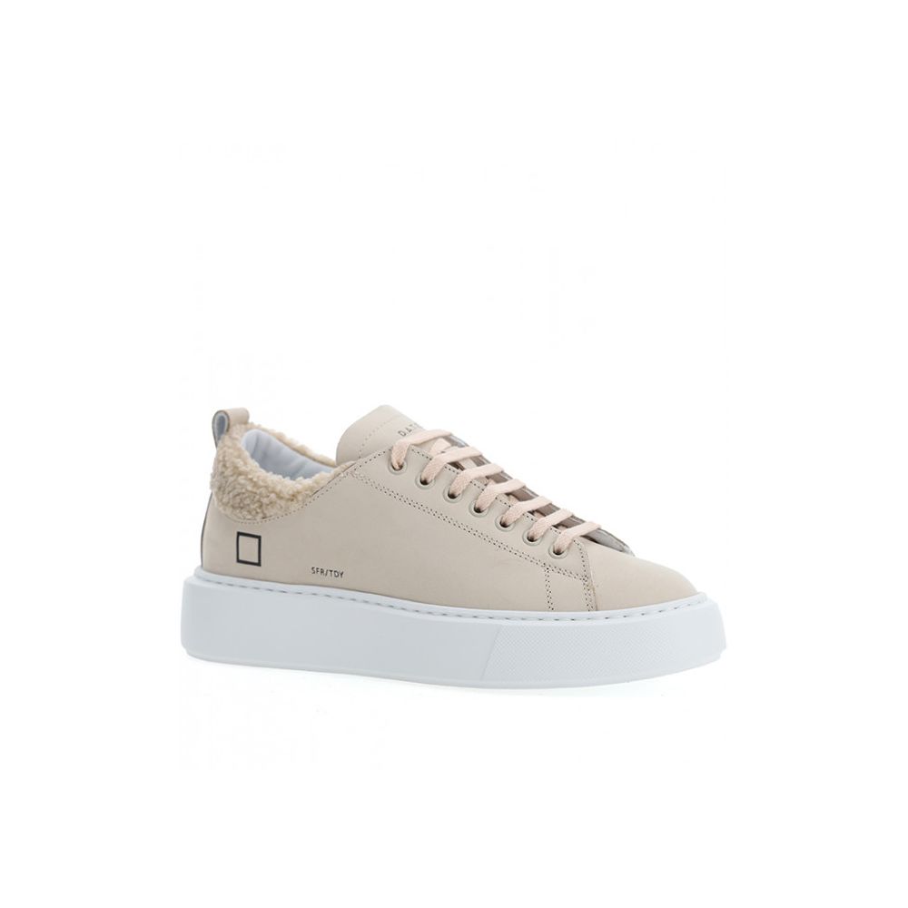 D.A.T.E Beige Leather Sneaker - ACCEXO