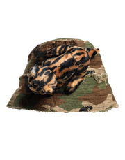 Dolce & Gabbana Multicolor Leopard Embellish Wide Brim Bucket Hat for Men