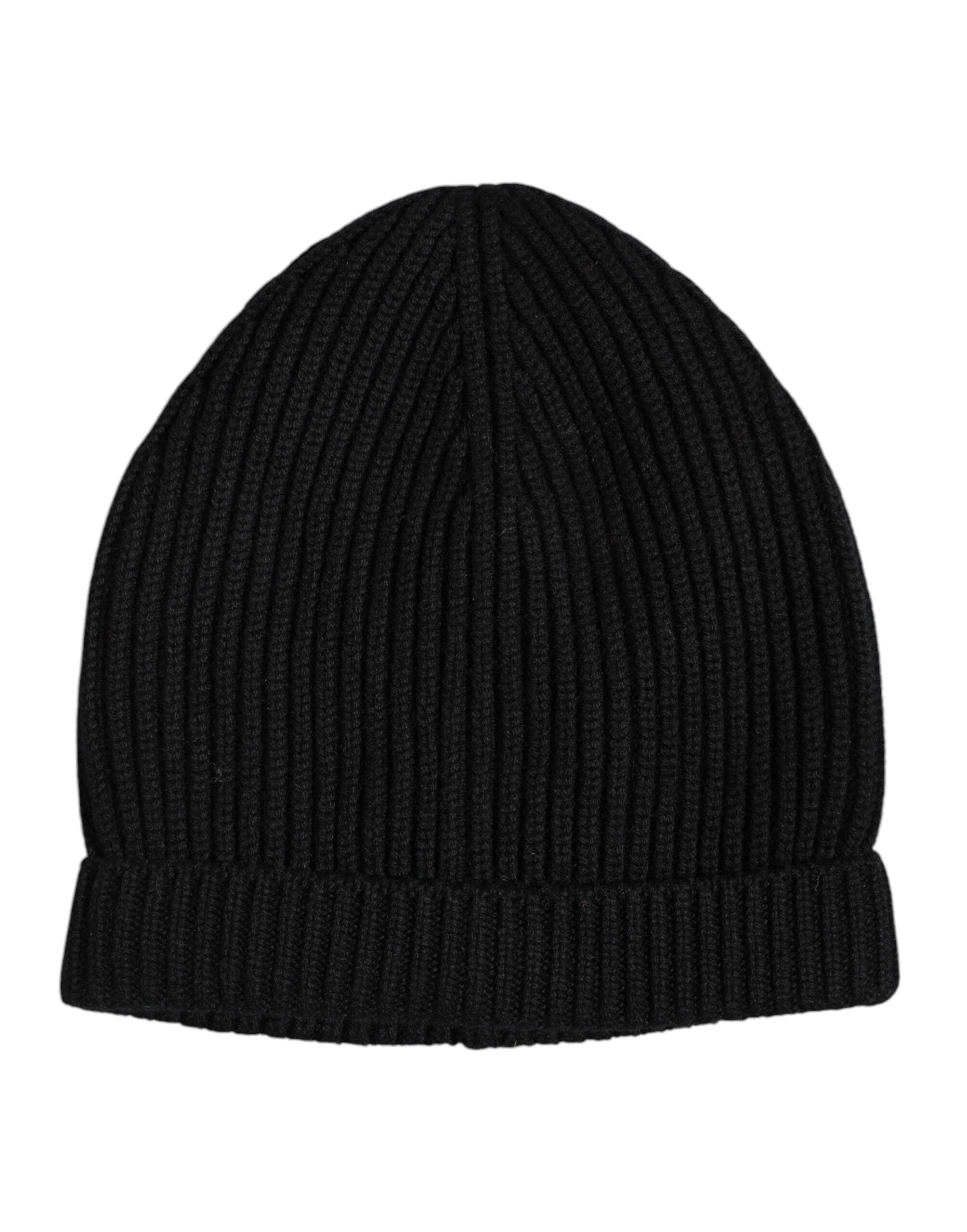 Dolce & Gabbana Black Cashmere Knitted Winter Beanie Hat for Men