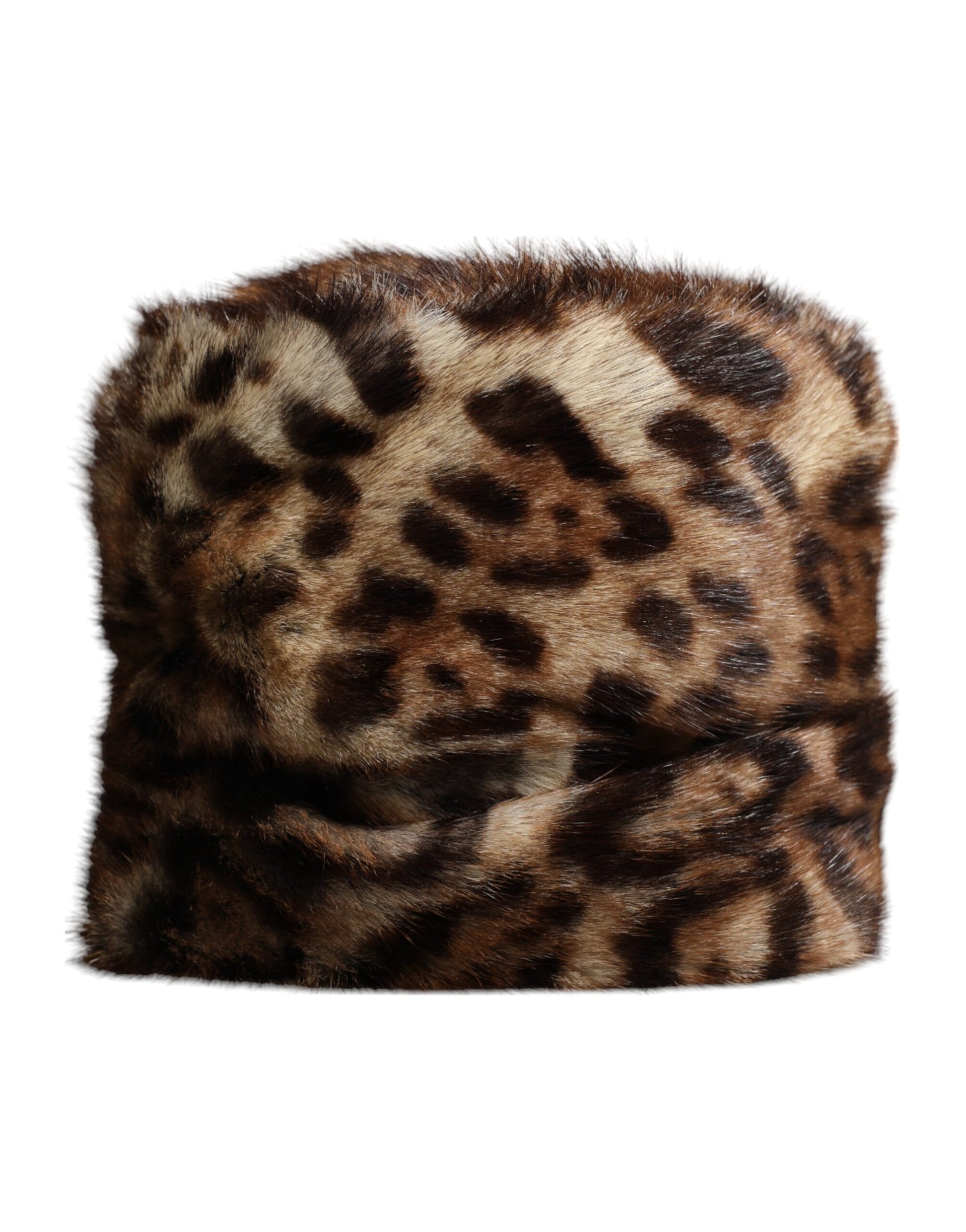 Dolce & Gabbana Brown Leopard Faux Fur Women Bucket Hat - ACCEXO