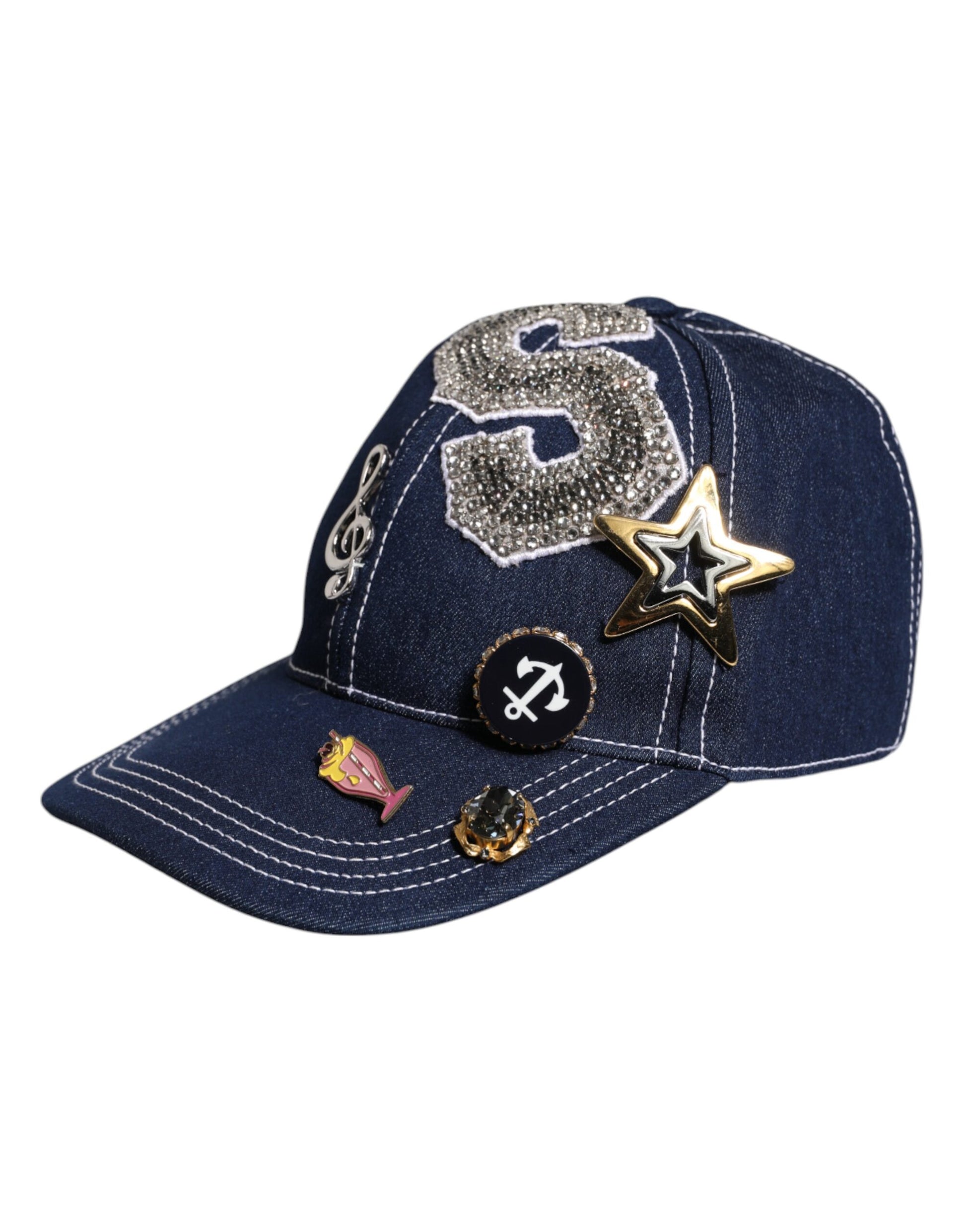 Dolce & Gabbana Blue Crystal Embellishment Baseball Cap - ACCEXO