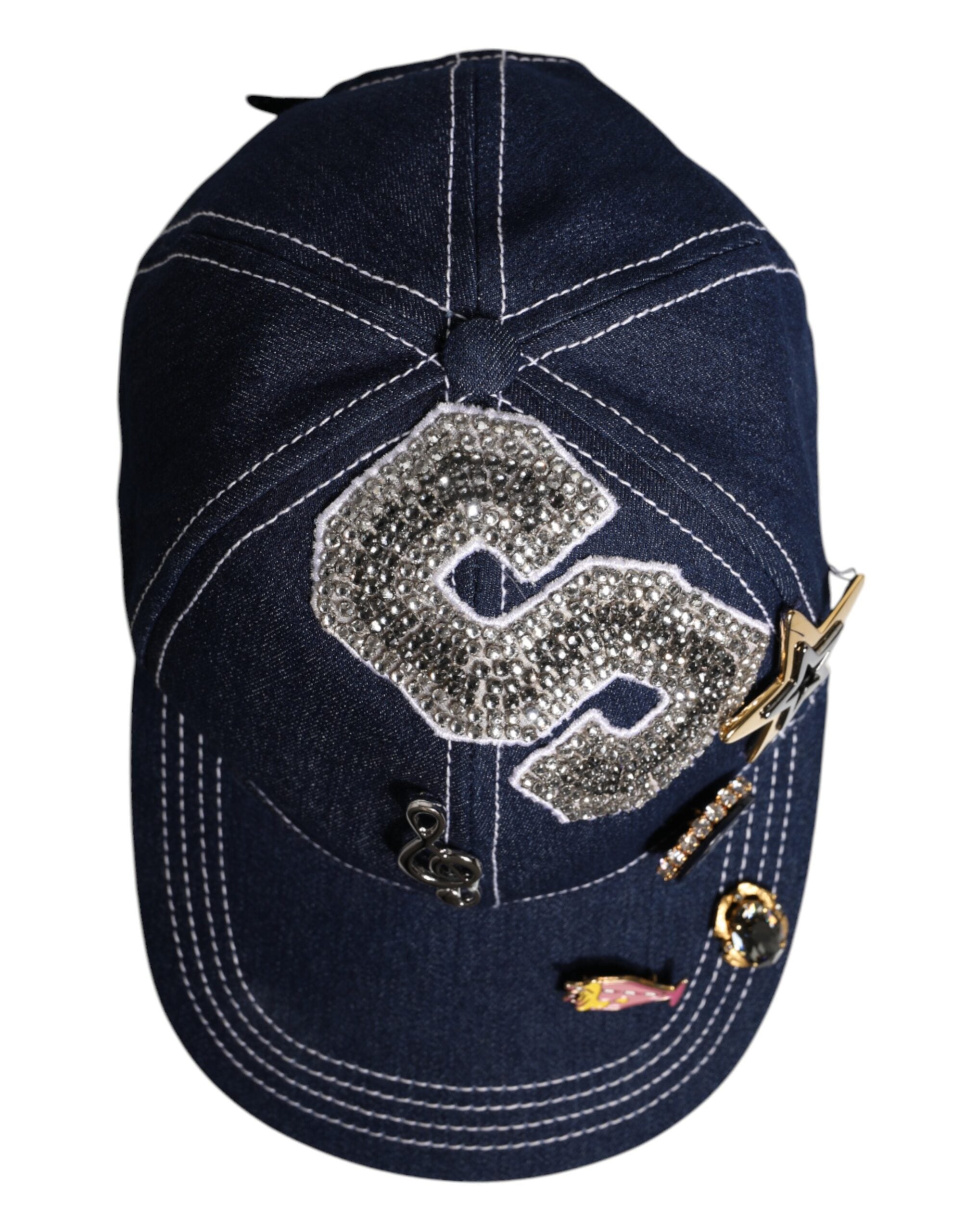 Dolce & Gabbana Blue Crystal Embellishment Baseball Cap - ACCEXO