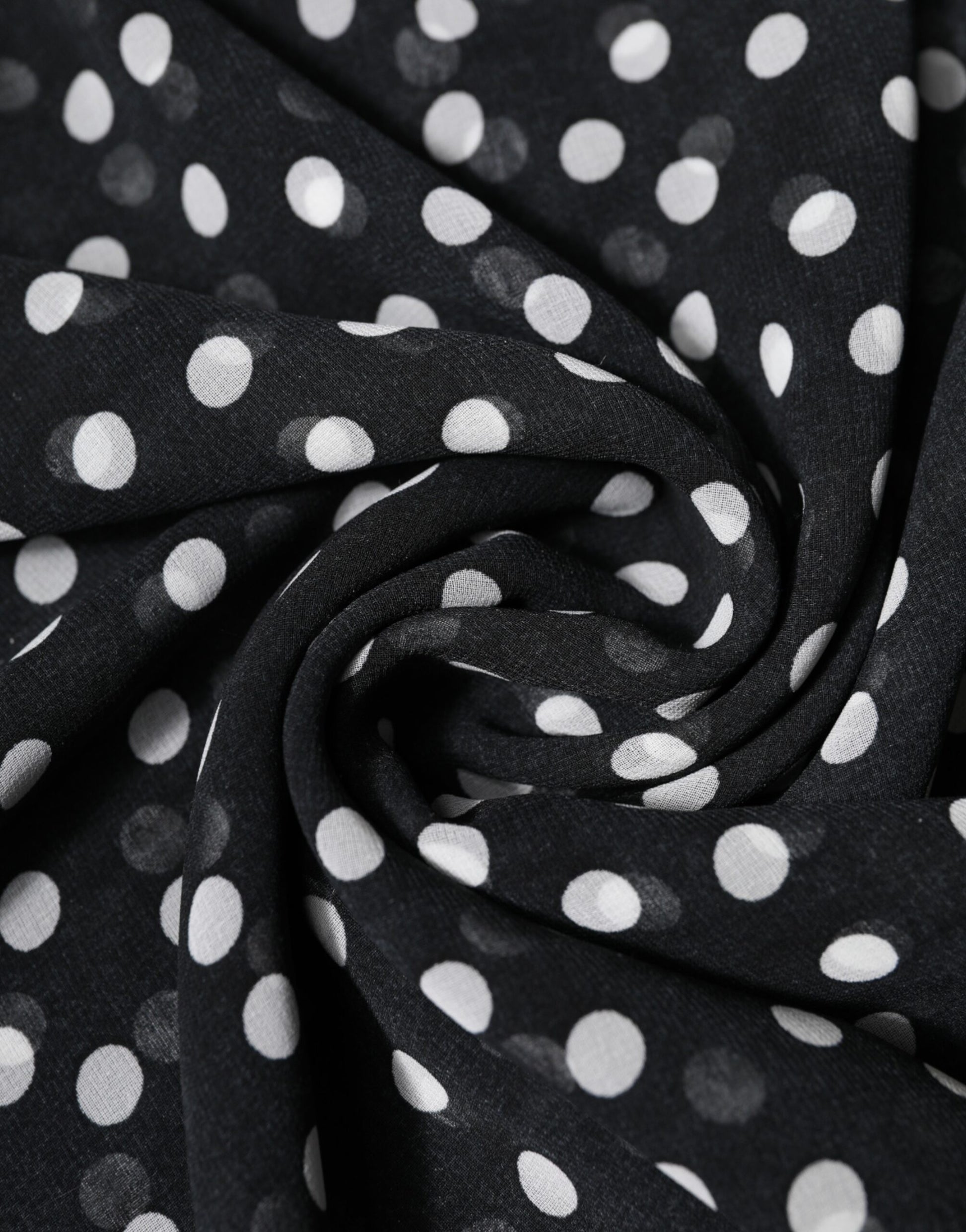 Dolce & Gabbana Black Polka Dots Polyester Wrap Shawl Scarf - ACCEXO