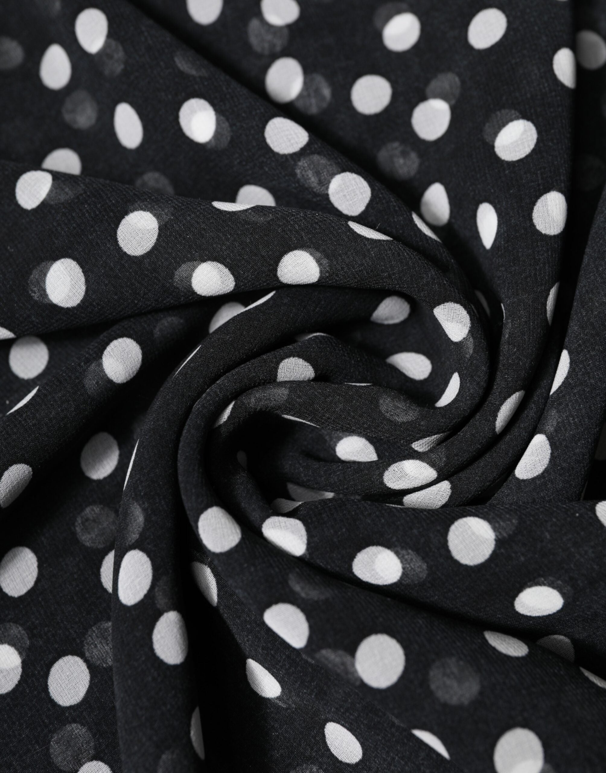 Dolce & Gabbana Black Polka Dots Polyester Wrap Shawl Scarf - ACCEXO