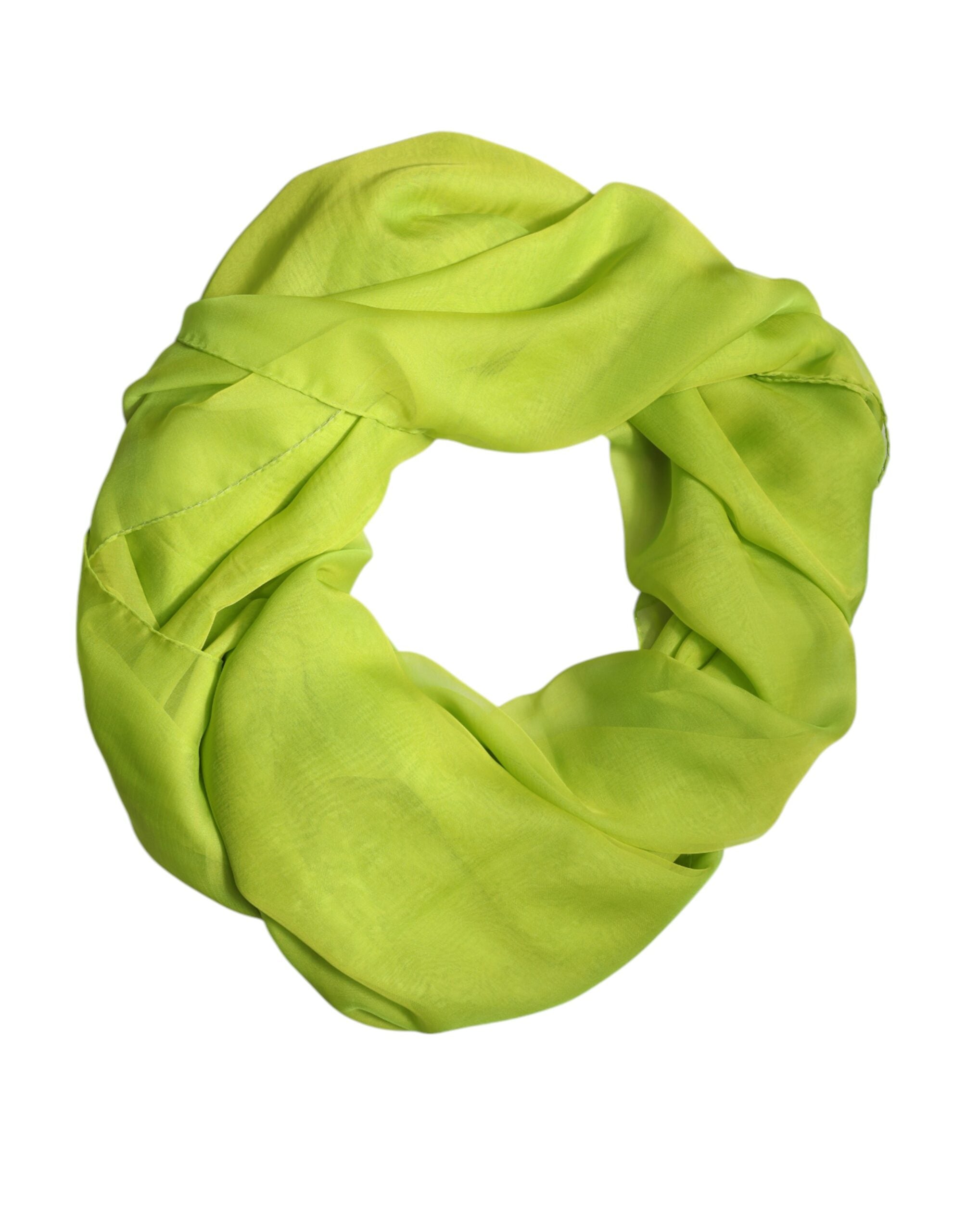 Dolce & Gabbana Green Silk Rectangle Wrap Shawl Neck Warmer Scarf for Women