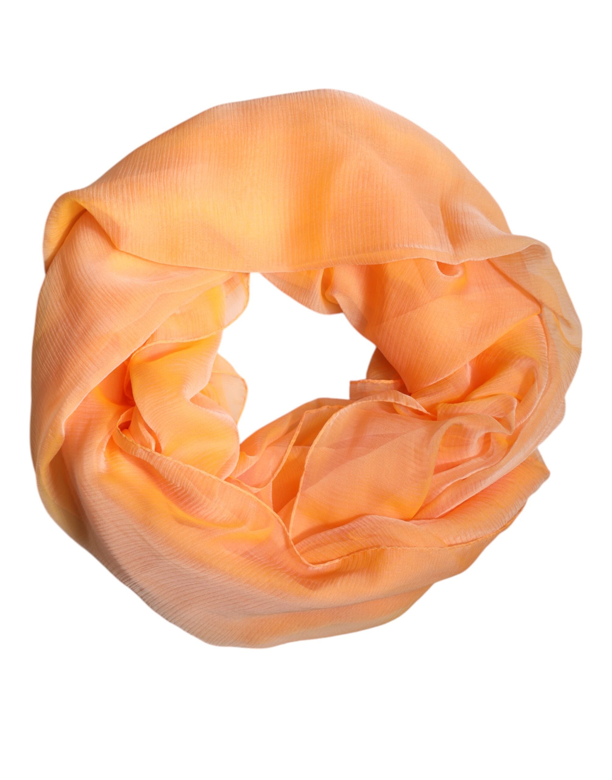 Dolce & Gabbana Orange Silk Rectangle Wrap Shawl Scarf for Women