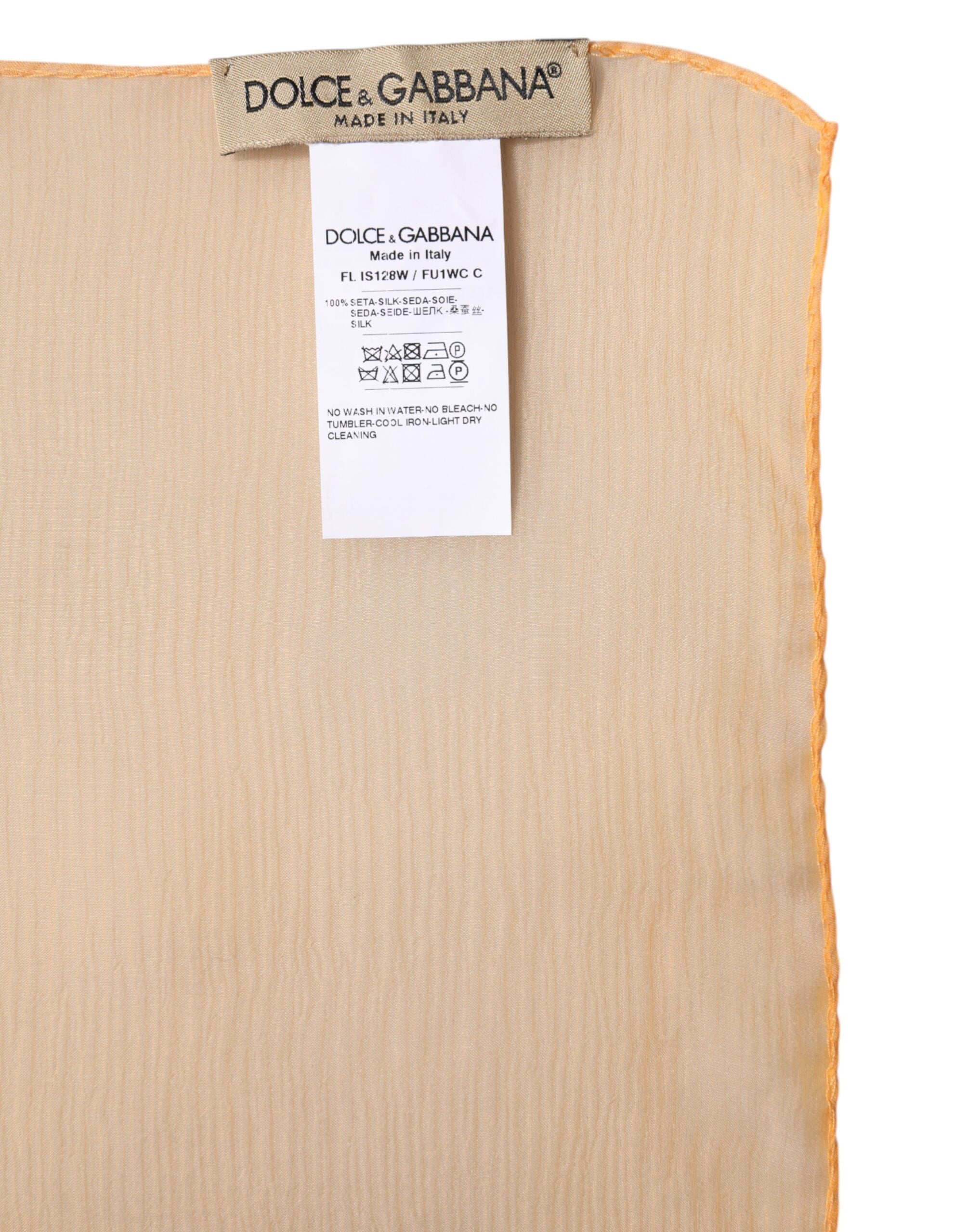 Dolce & Gabbana Orange Silk Rectangle Wrap Shawl Scarf - ACCEXO