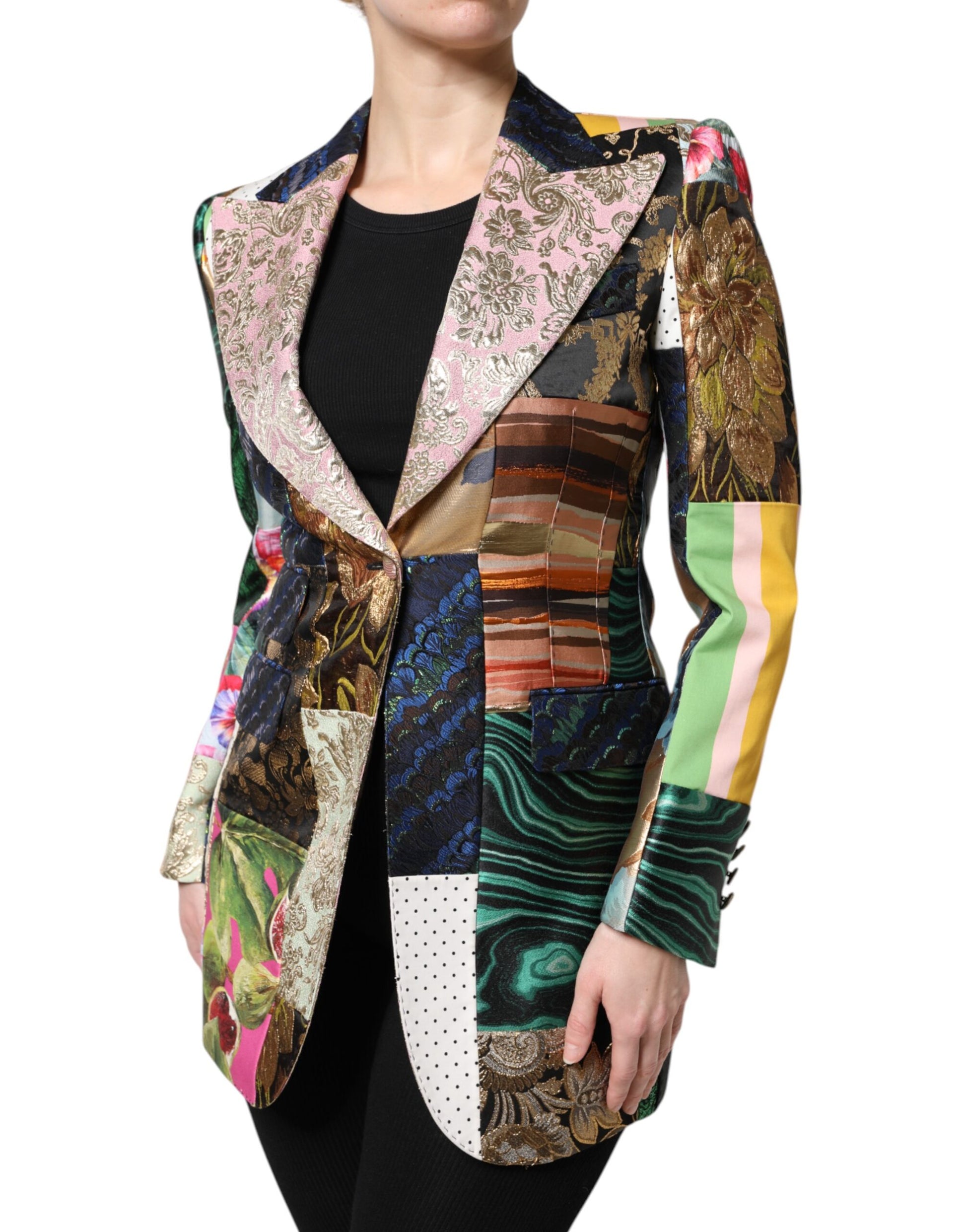 Dolce & Gabbana Multicolor Floral Patchwork Jacquard Jacket - ACCEXO