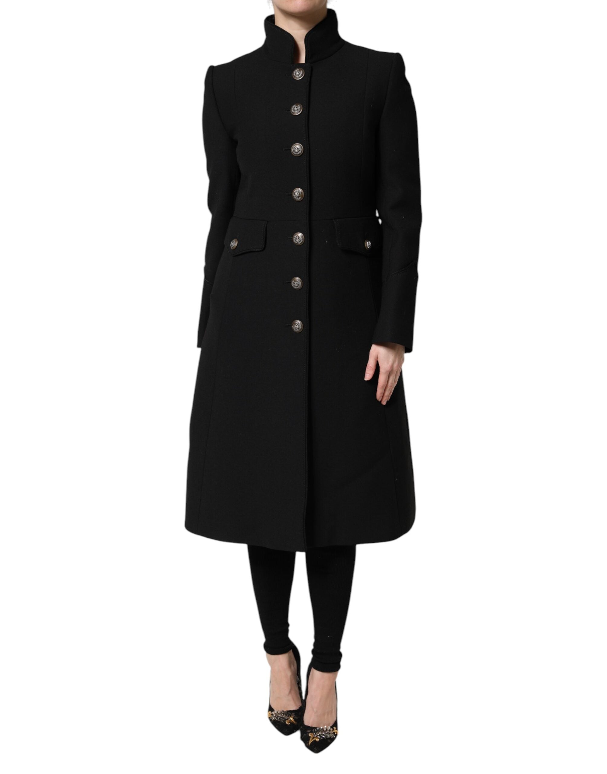 Dolce & Gabbana Black Wool Single Breasted Trench Coat Jacket - ACCEXO