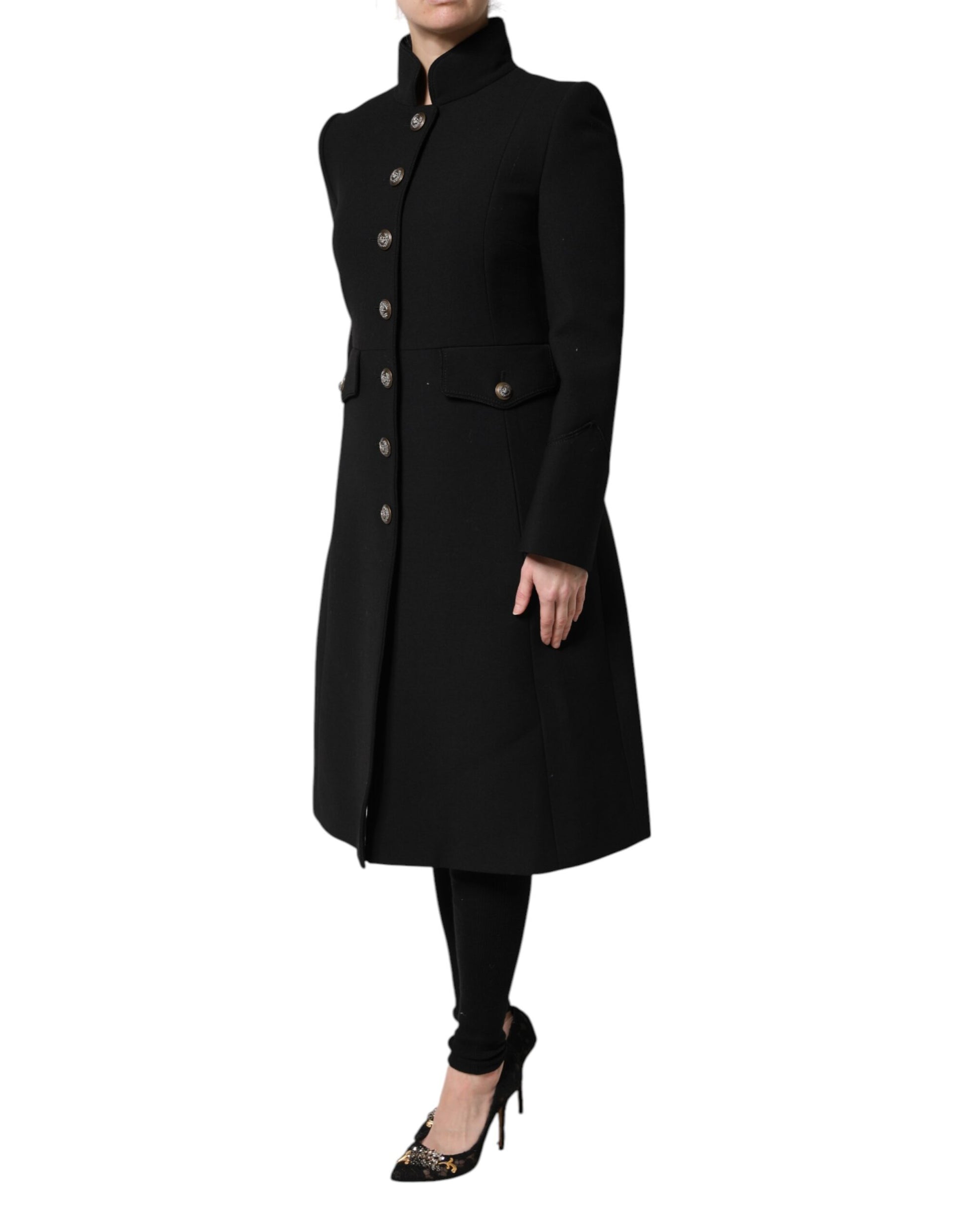 Dolce & Gabbana Black Wool Single Breasted Trench Coat Jacket - ACCEXO