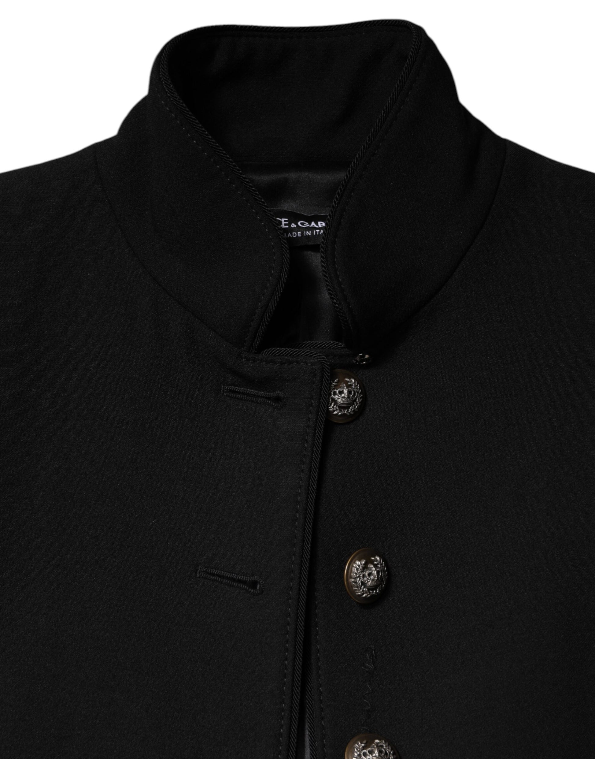Dolce & Gabbana Black Wool Single Breasted Trench Coat Jacket - ACCEXO