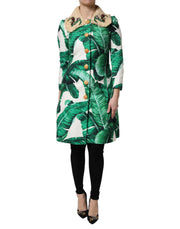 Dolce & Gabbana Multicolor Leaf Print Embellished Trenchcoat Jacket - ACCEXO