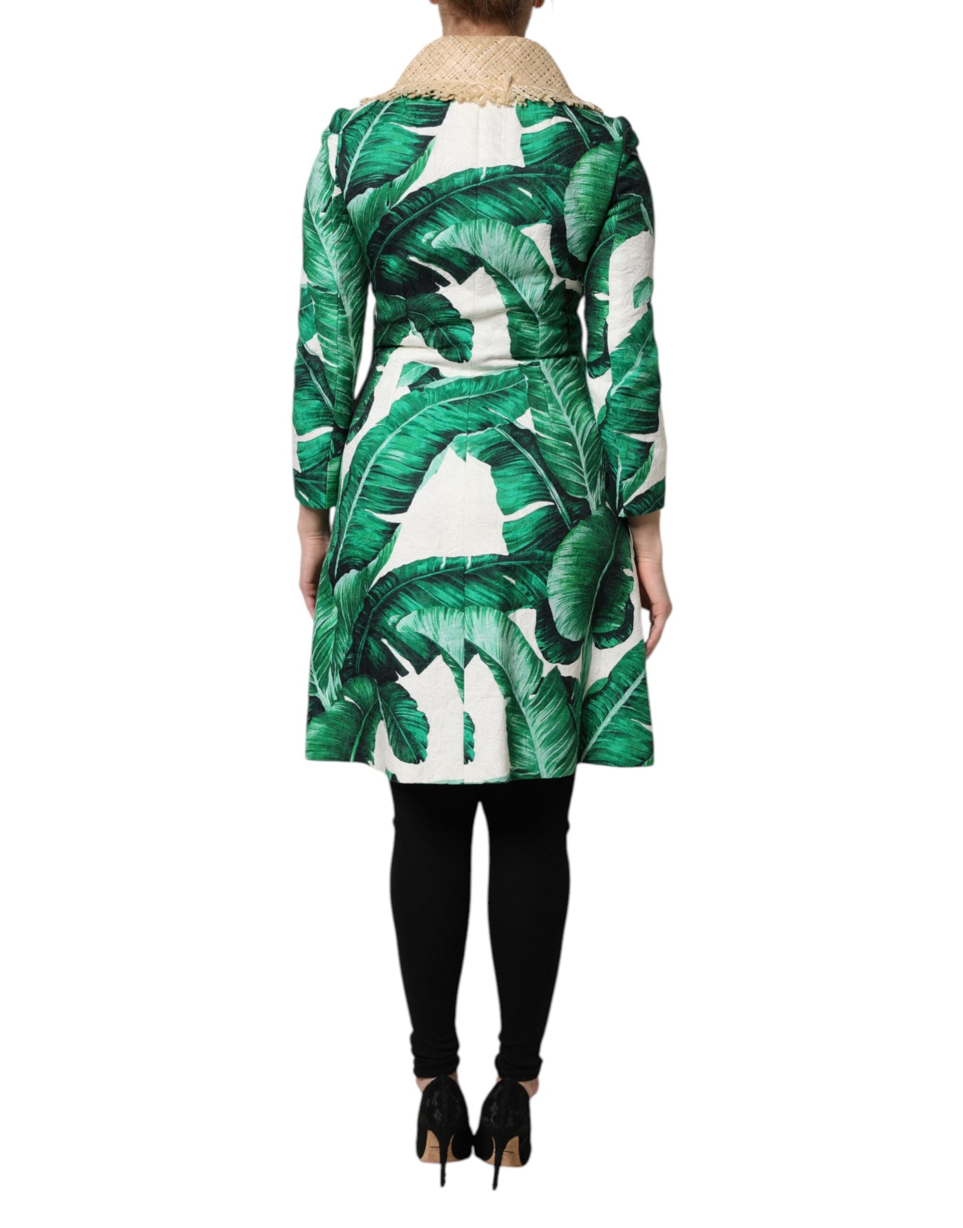 Dolce & Gabbana Multicolor Leaf Print Embellished Trenchcoat Jacket - ACCEXO