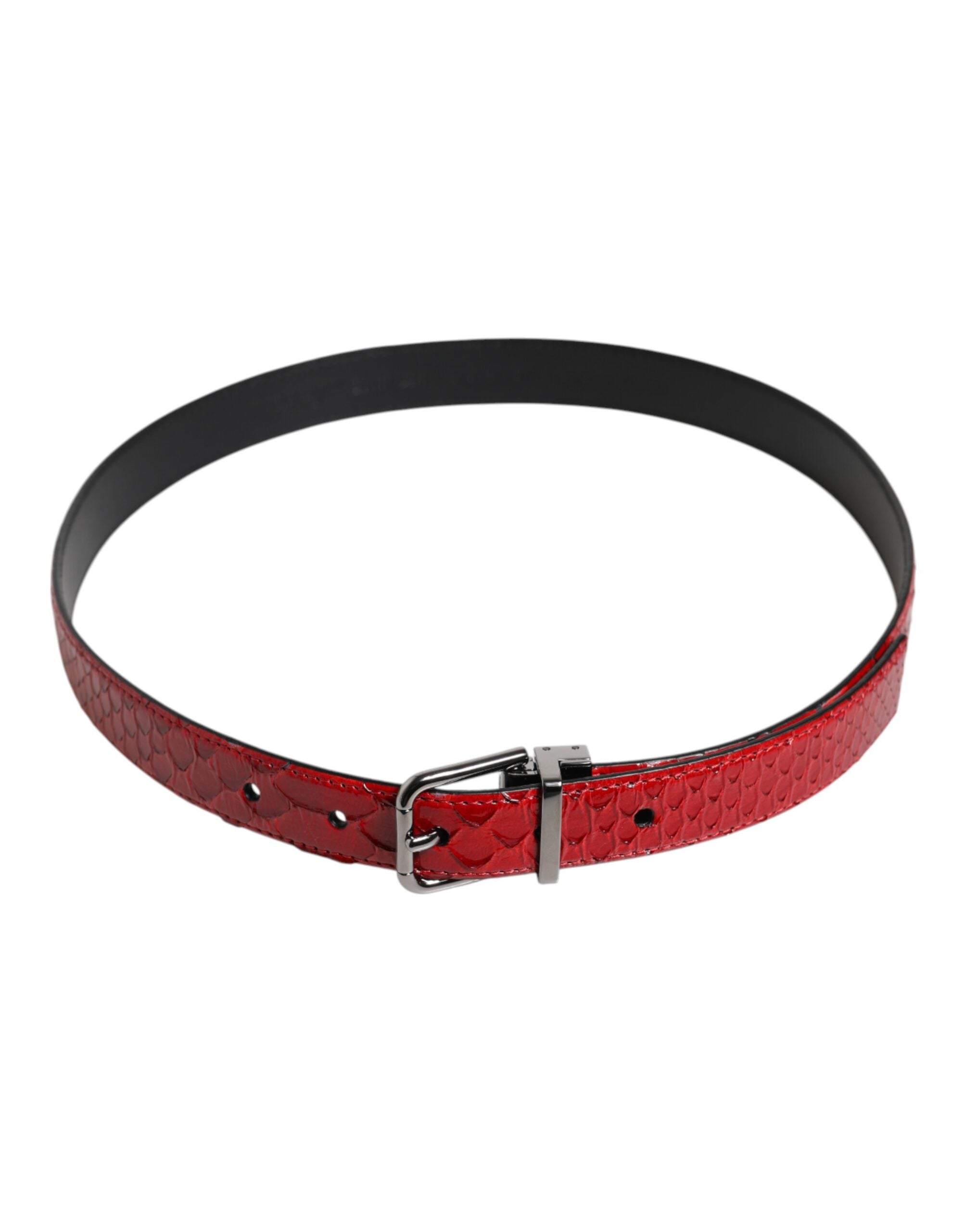 Dolce & Gabbana Red Exotic Leather Brass Metal Buckle Belt - ACCEXO