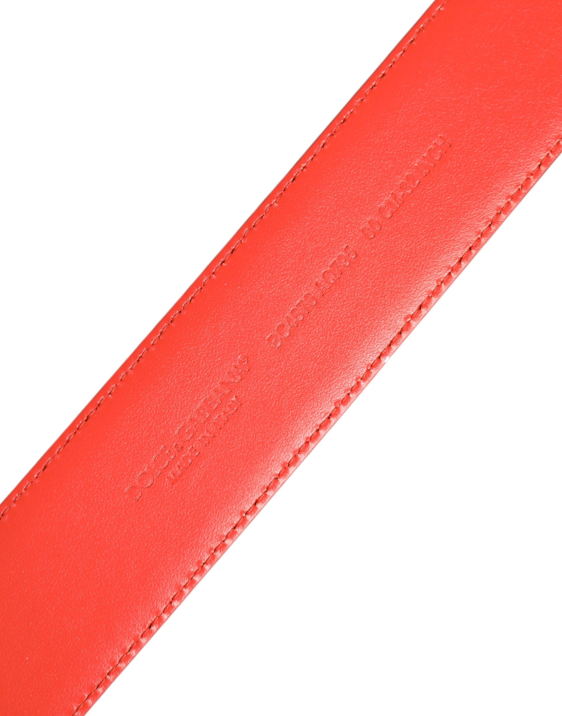 Dolce & Gabbana Orange Gold Tone Metal Logo Buckle Belt - ACCEXO