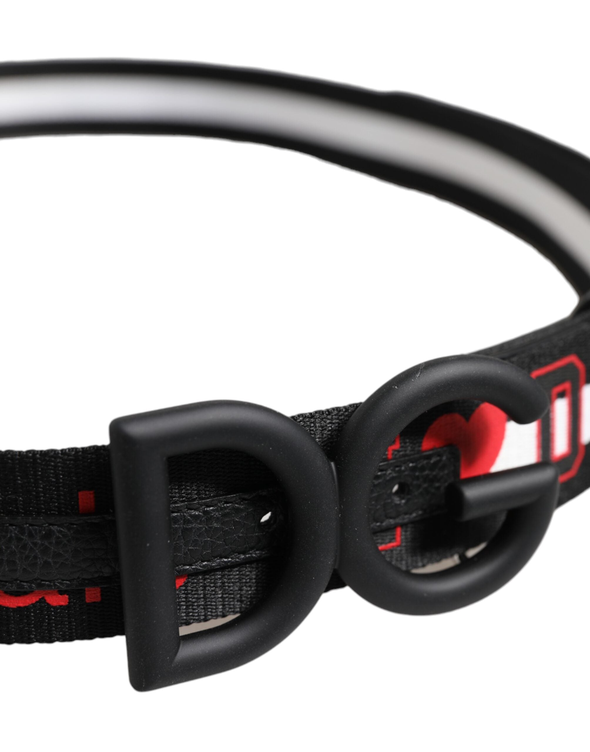 Dolce & Gabbana Black Polyester Logo Print DG Buckle Belt - ACCEXO