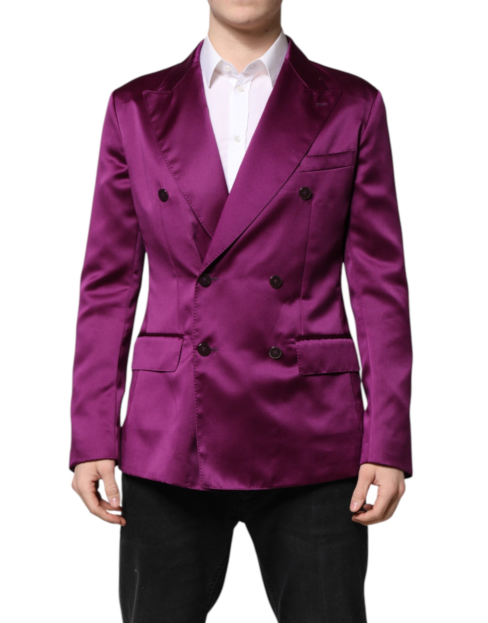 Dolce & Gabbana Purple Double Breasted Men Suit Coat Blazer - ACCEXO