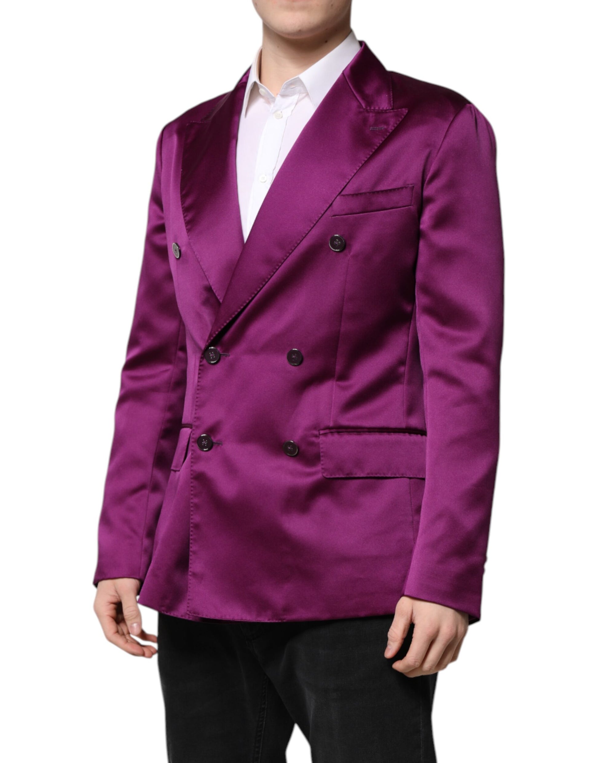 Dolce & Gabbana Purple Double Breasted Men Suit Coat Blazer - ACCEXO