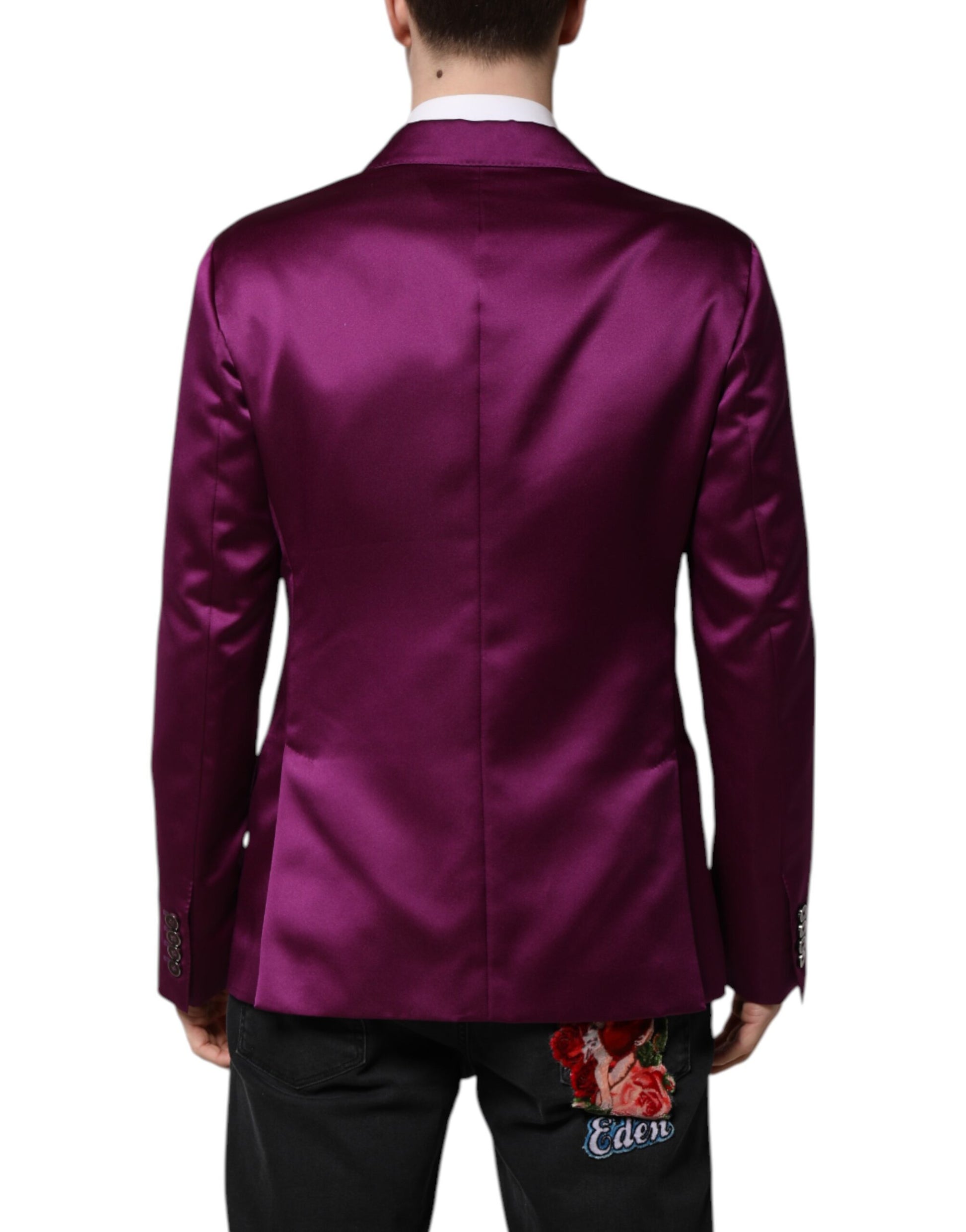 Dolce & Gabbana Purple Double Breasted Men Suit Coat Blazer - ACCEXO
