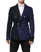 Dolce & Gabbana Navy Blue Double Breasted Suit Coat Blazer - ACCEXO