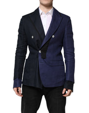 Dolce & Gabbana Navy Blue Double Breasted Suit Coat Blazer - ACCEXO