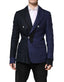 Dolce & Gabbana Navy Blue Double Breasted Suit Coat Blazer - ACCEXO