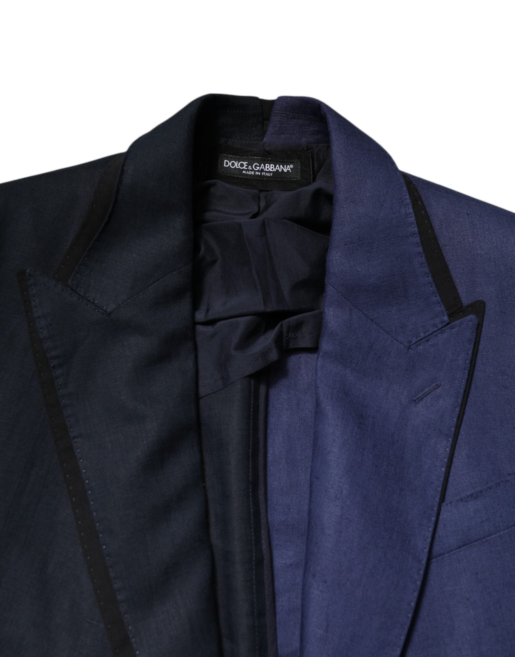 Dolce & Gabbana Navy Blue Double Breasted Suit Coat Blazer - ACCEXO