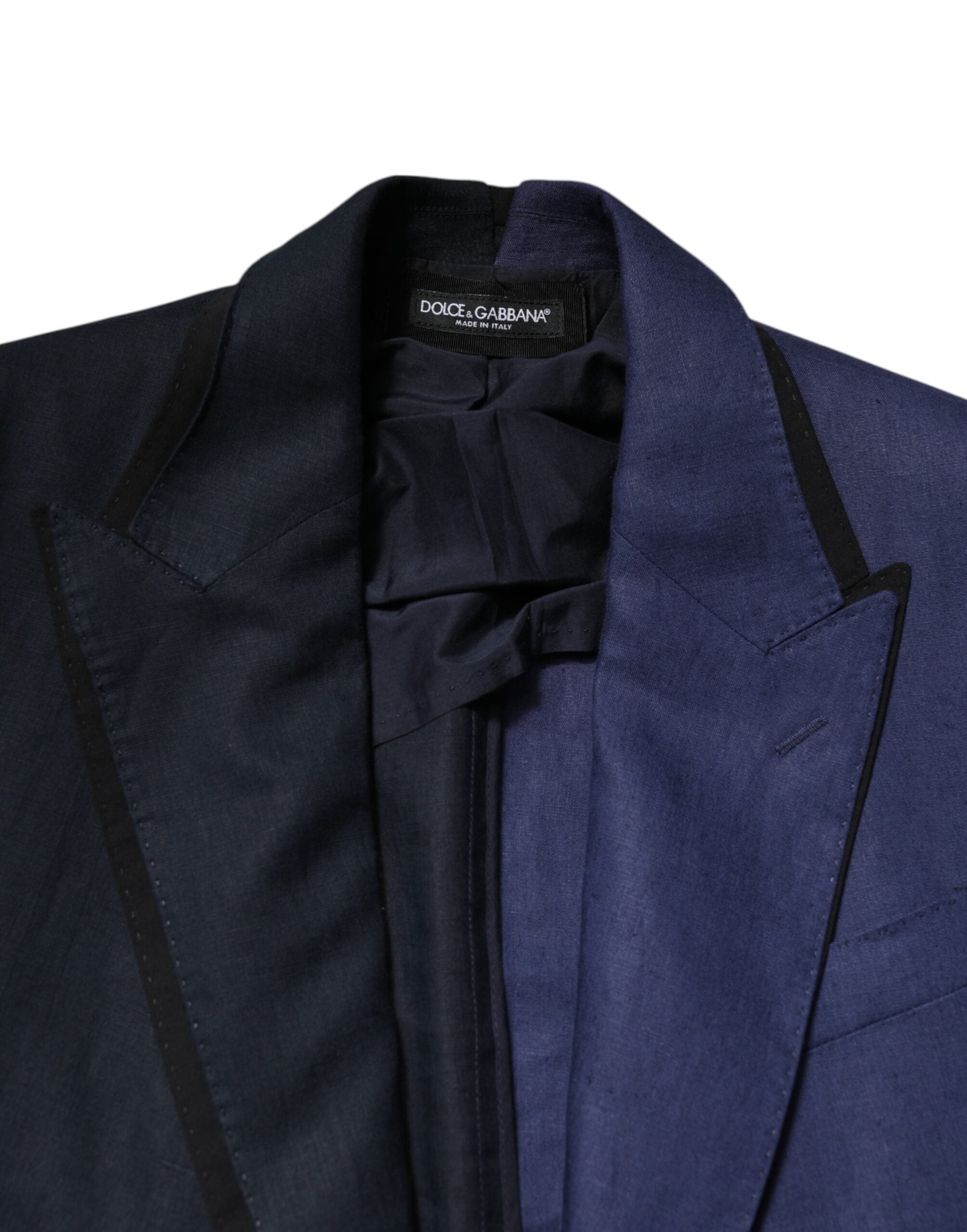 Dolce & Gabbana Navy Blue Double Breasted Suit Coat Blazer - ACCEXO